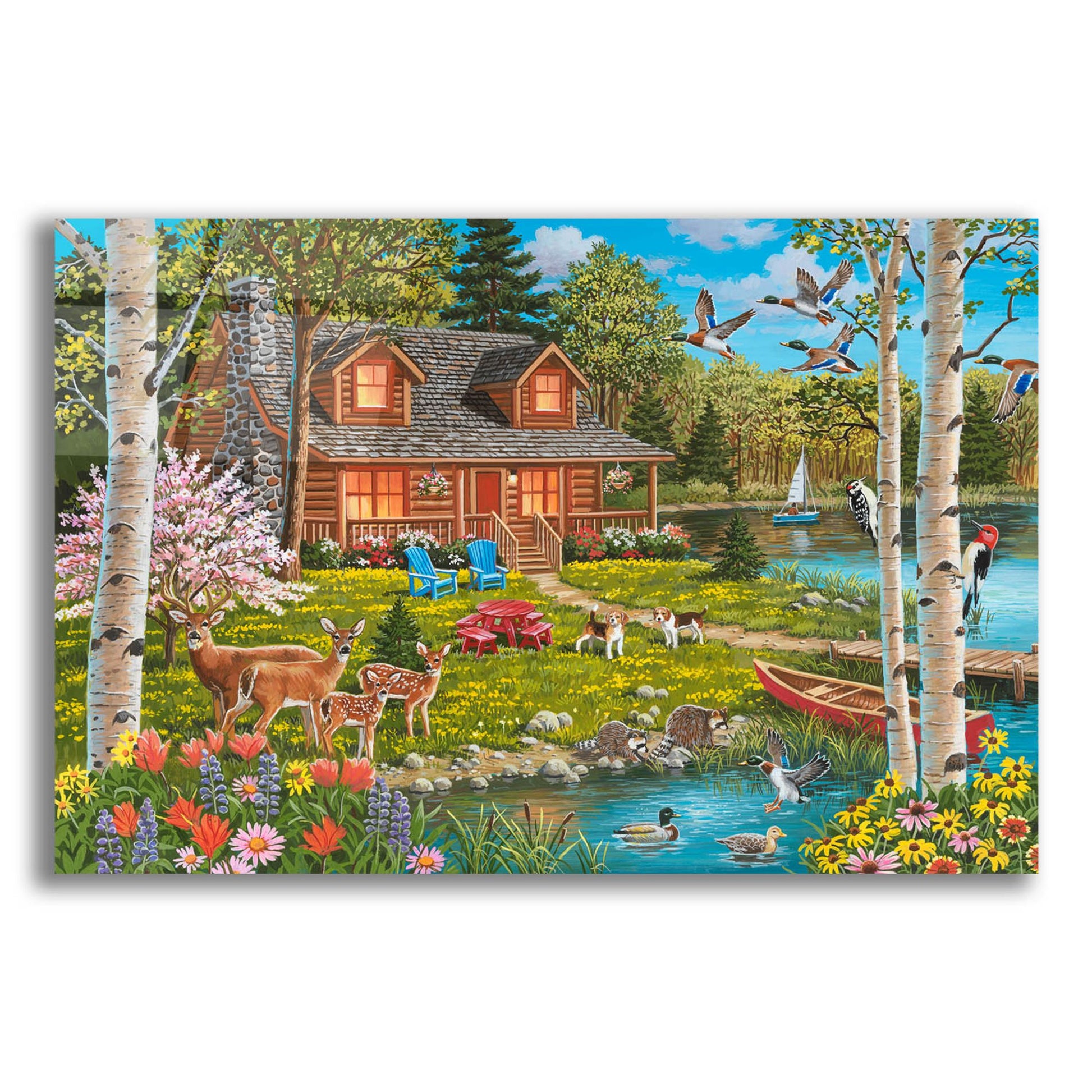 Epic Art 'Springtime at the Lake' by William Vanderdasson, Acrylic Glass Wall Art,24x16