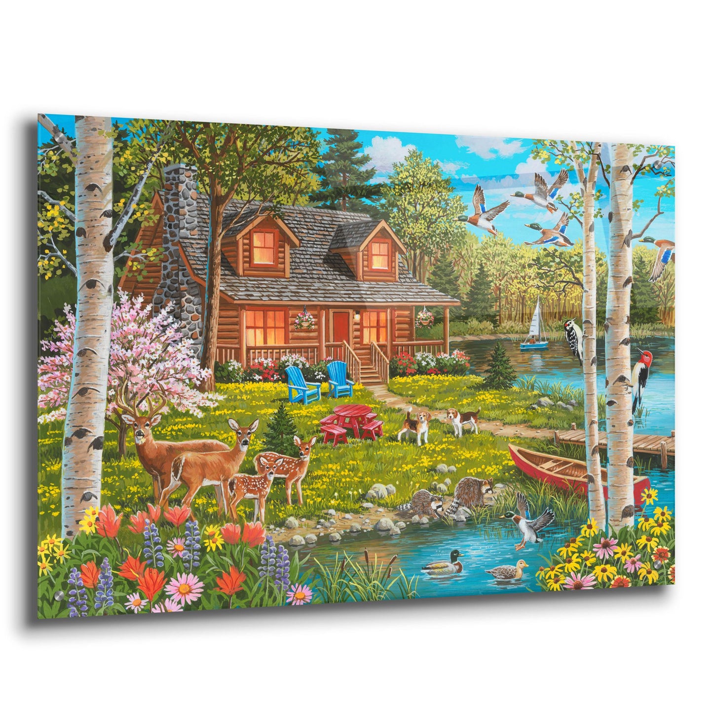 Epic Art 'Springtime at the Lake' by William Vanderdasson, Acrylic Glass Wall Art,36x24