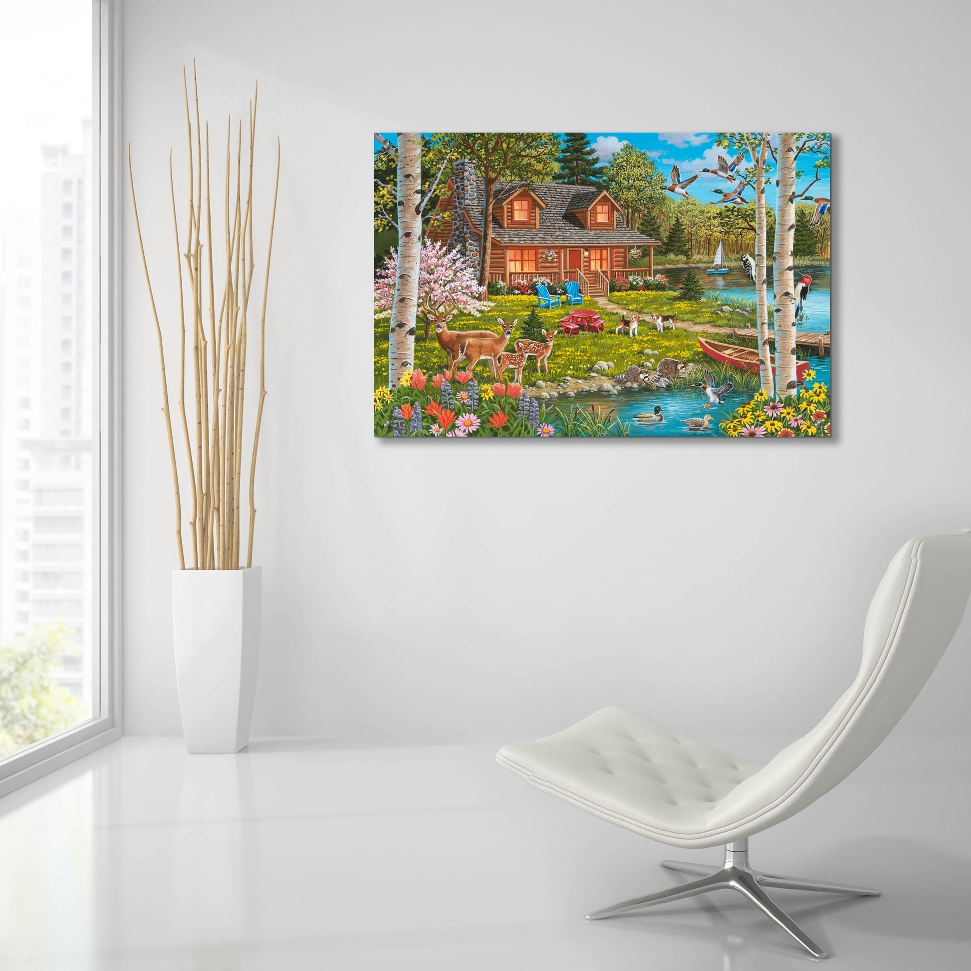 Epic Art 'Springtime at the Lake' by William Vanderdasson, Acrylic Glass Wall Art,36x24