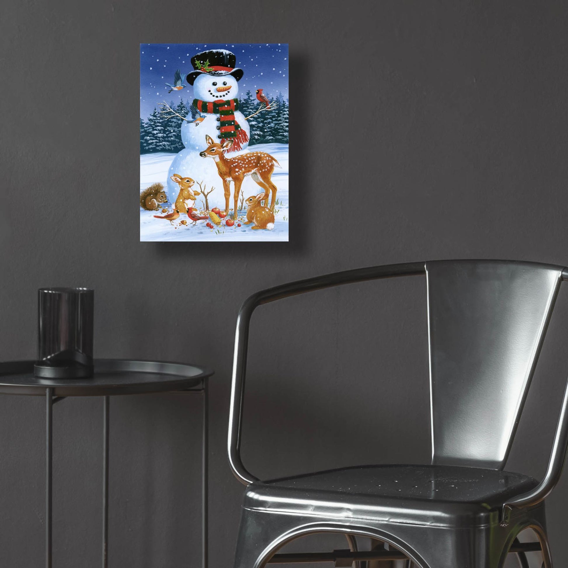 Epic Art 'Snowman With Friends' by William Vanderdasson, Acrylic Glass Wall Art,12x16