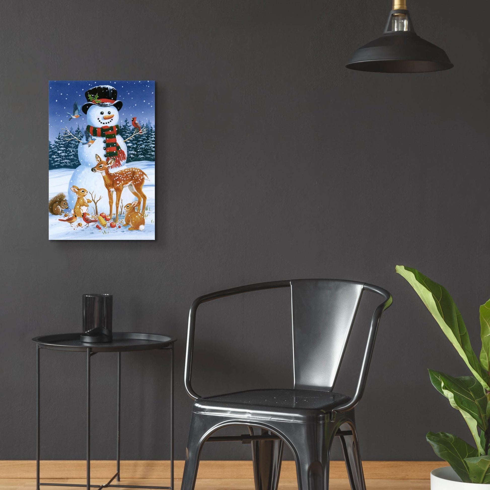 Epic Art 'Snowman With Friends' by William Vanderdasson, Acrylic Glass Wall Art,16x24