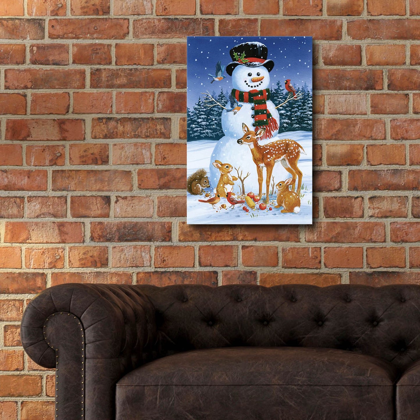 Epic Art 'Snowman With Friends' by William Vanderdasson, Acrylic Glass Wall Art,16x24