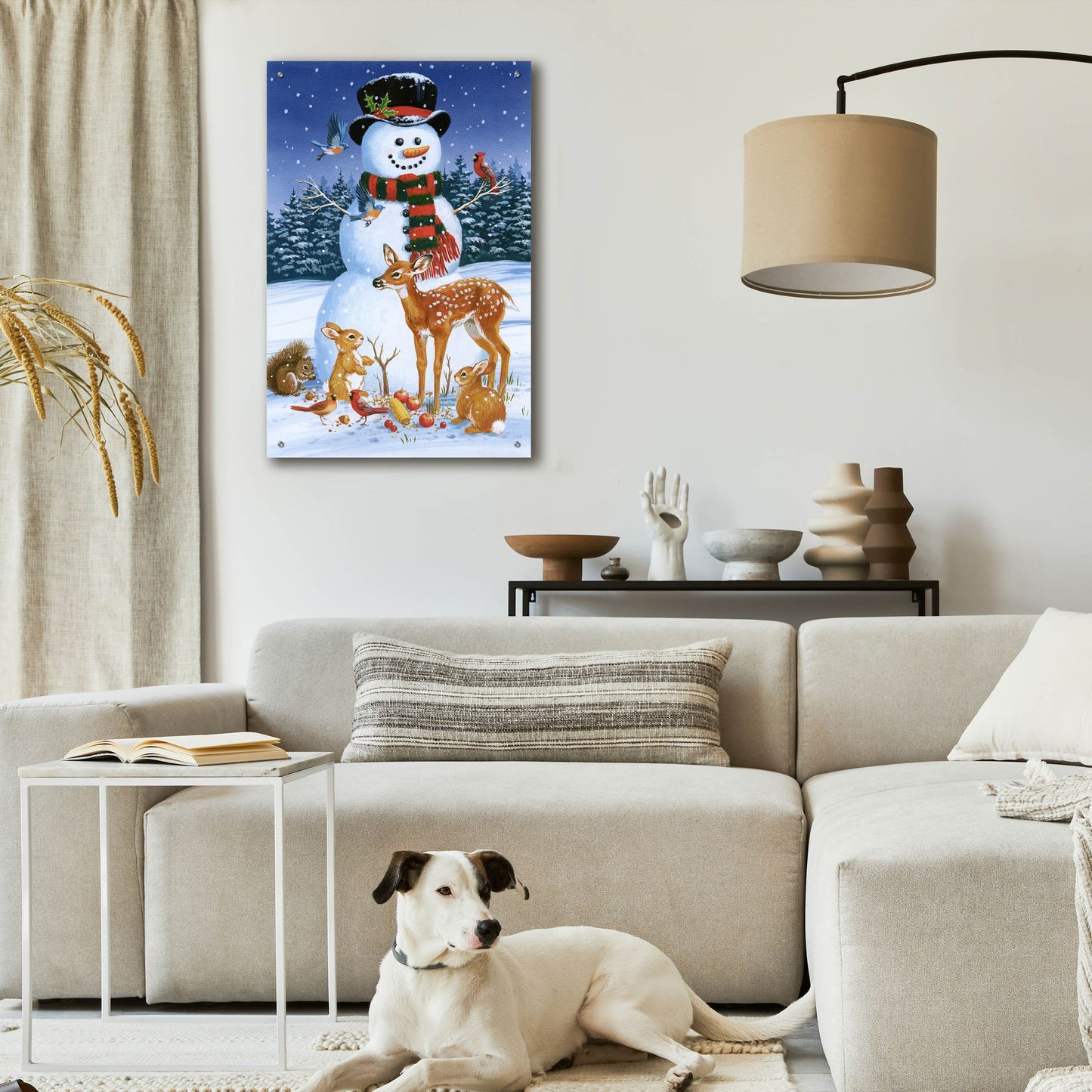 Epic Art 'Snowman With Friends' by William Vanderdasson, Acrylic Glass Wall Art,24x36