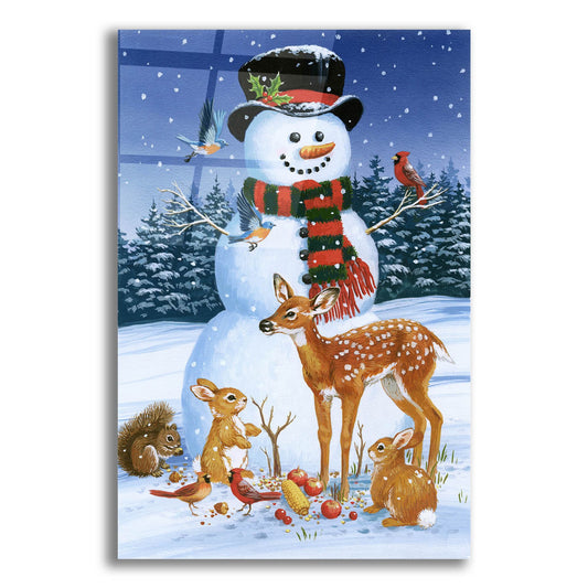 Epic Art 'Snowman With Friends' by William Vanderdasson, Acrylic Glass Wall Art