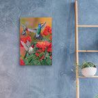 Epic Art 'Hummingbirds & Flowers' by William Vanderdasson, Acrylic Glass Wall Art,16x24