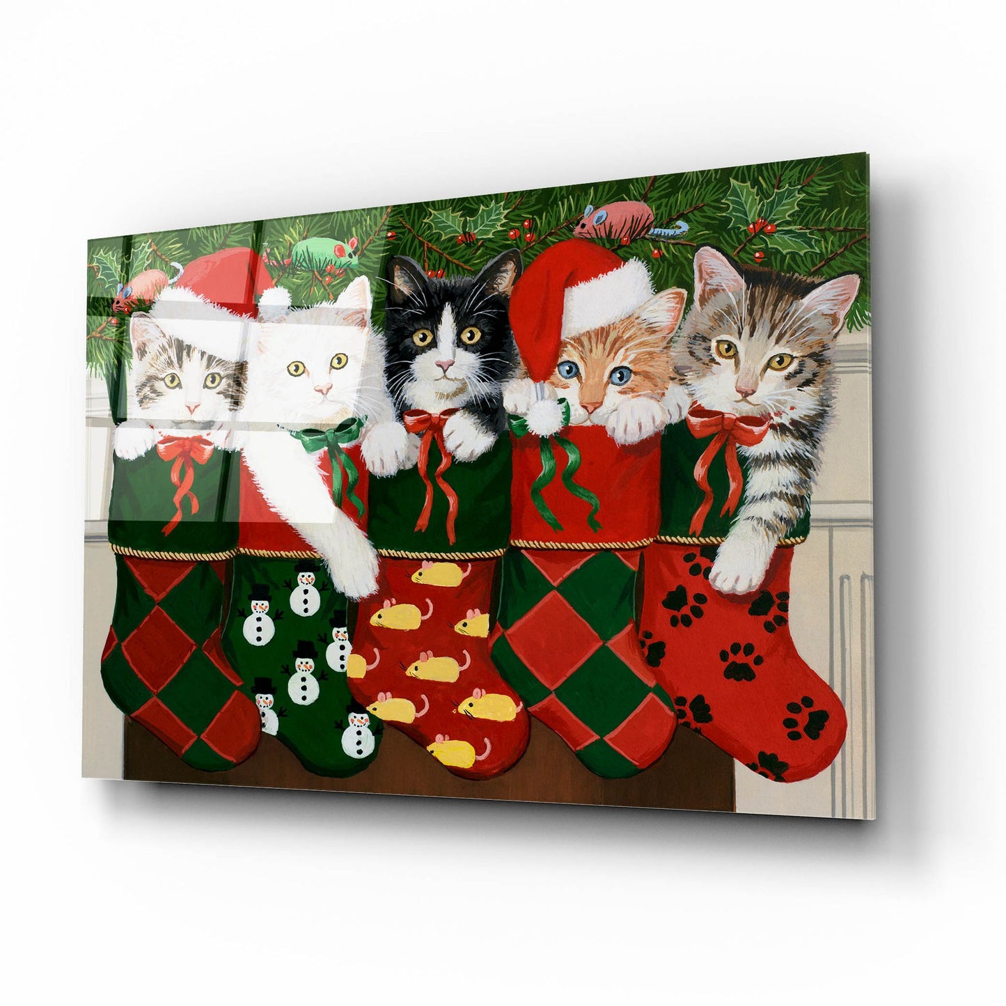 Epic Art 'Christmas Kittens' by William Vanderdasson, Acrylic Glass Wall Art,16x12