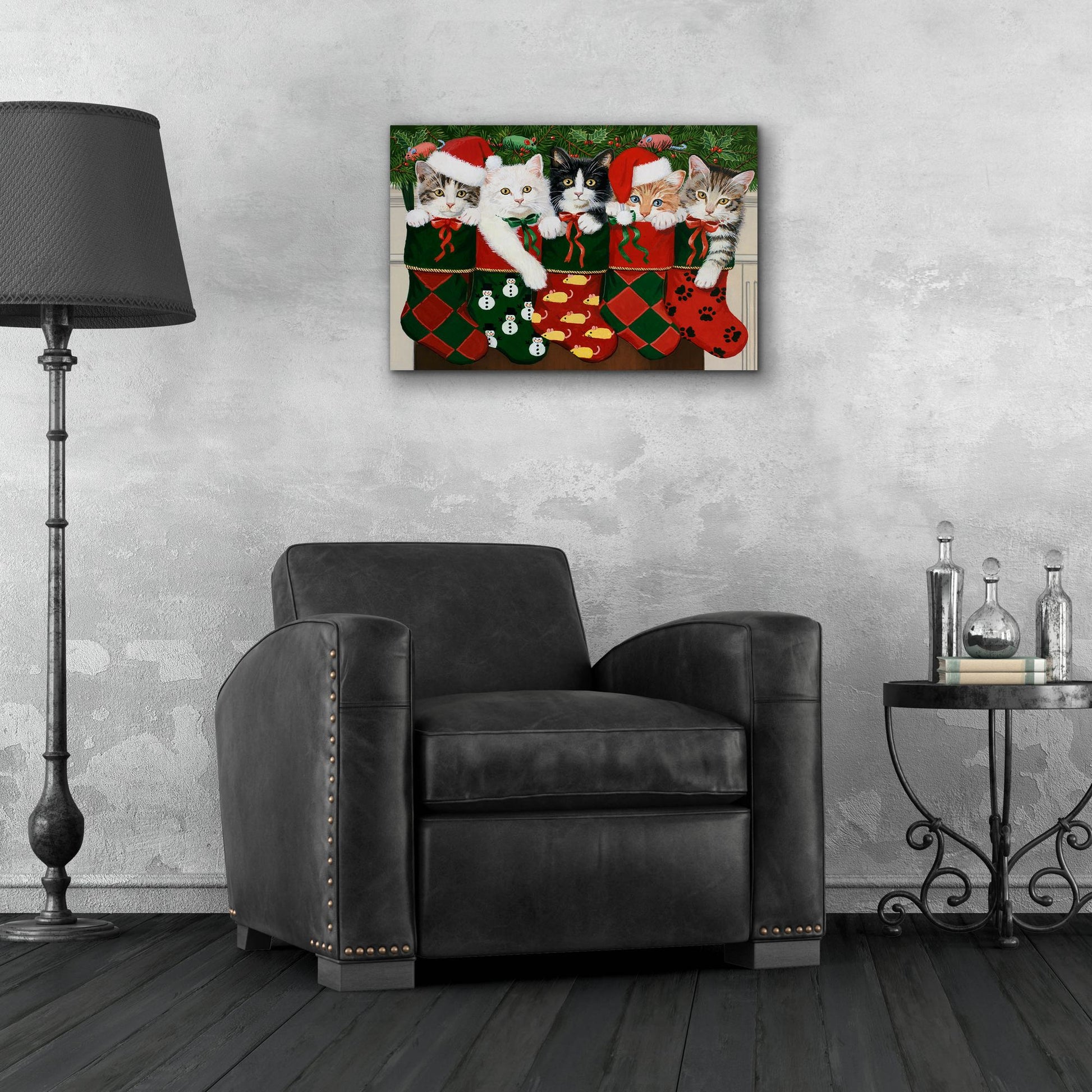 Epic Art 'Christmas Kittens' by William Vanderdasson, Acrylic Glass Wall Art,24x16