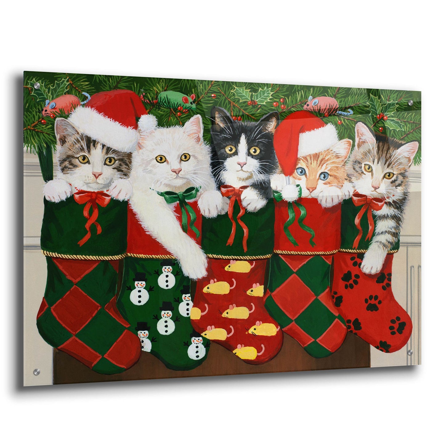 Epic Art 'Christmas Kittens' by William Vanderdasson, Acrylic Glass Wall Art,36x24