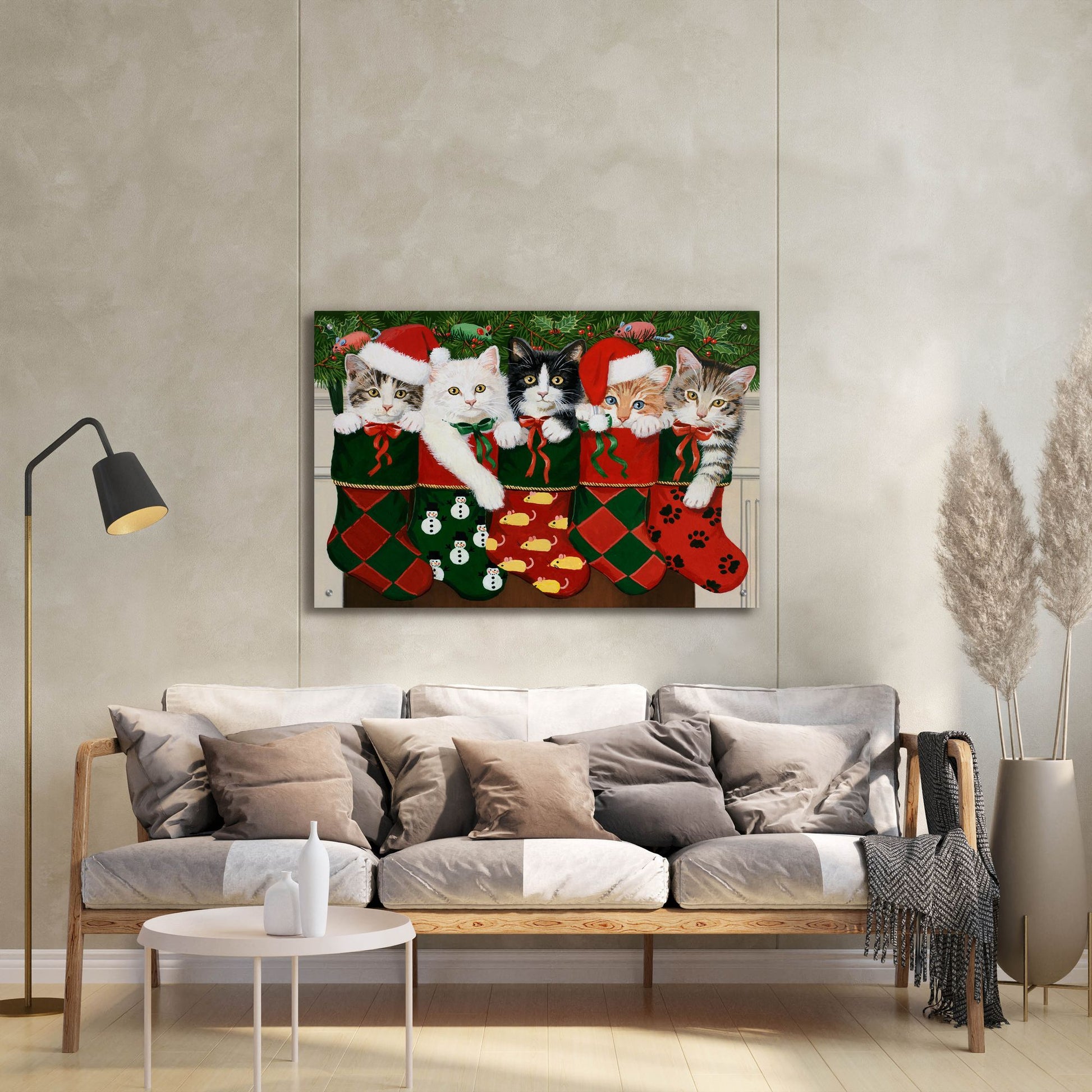 Epic Art 'Christmas Kittens' by William Vanderdasson, Acrylic Glass Wall Art,36x24