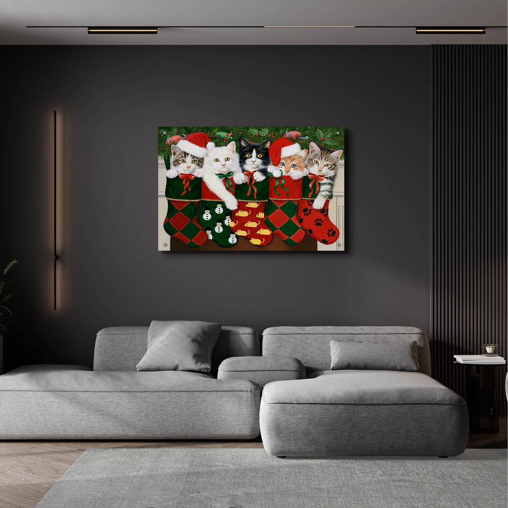 Epic Art 'Christmas Kittens' by William Vanderdasson, Acrylic Glass Wall Art,36x24