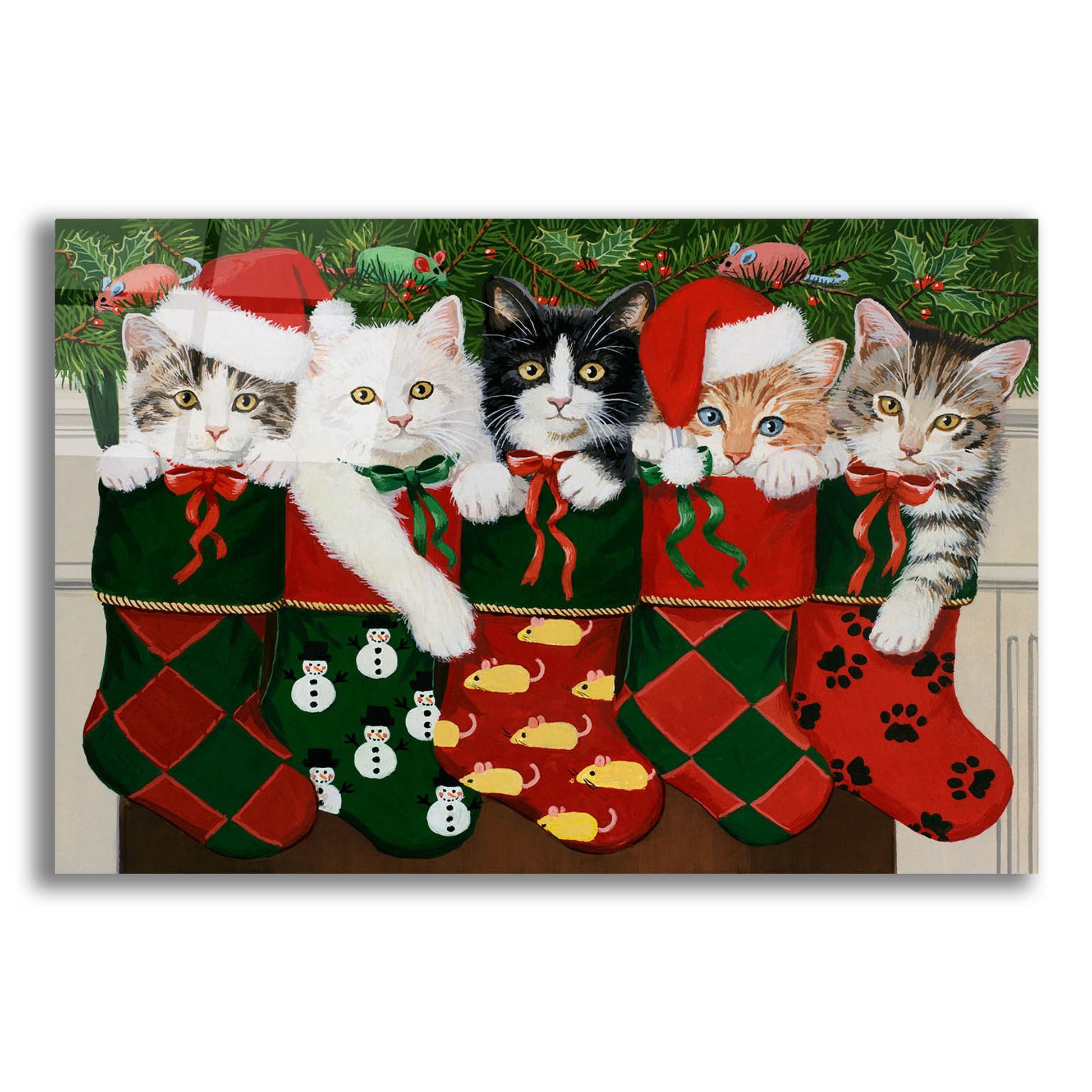 Epic Art 'Christmas Kittens' by William Vanderdasson, Acrylic Glass Wall Art