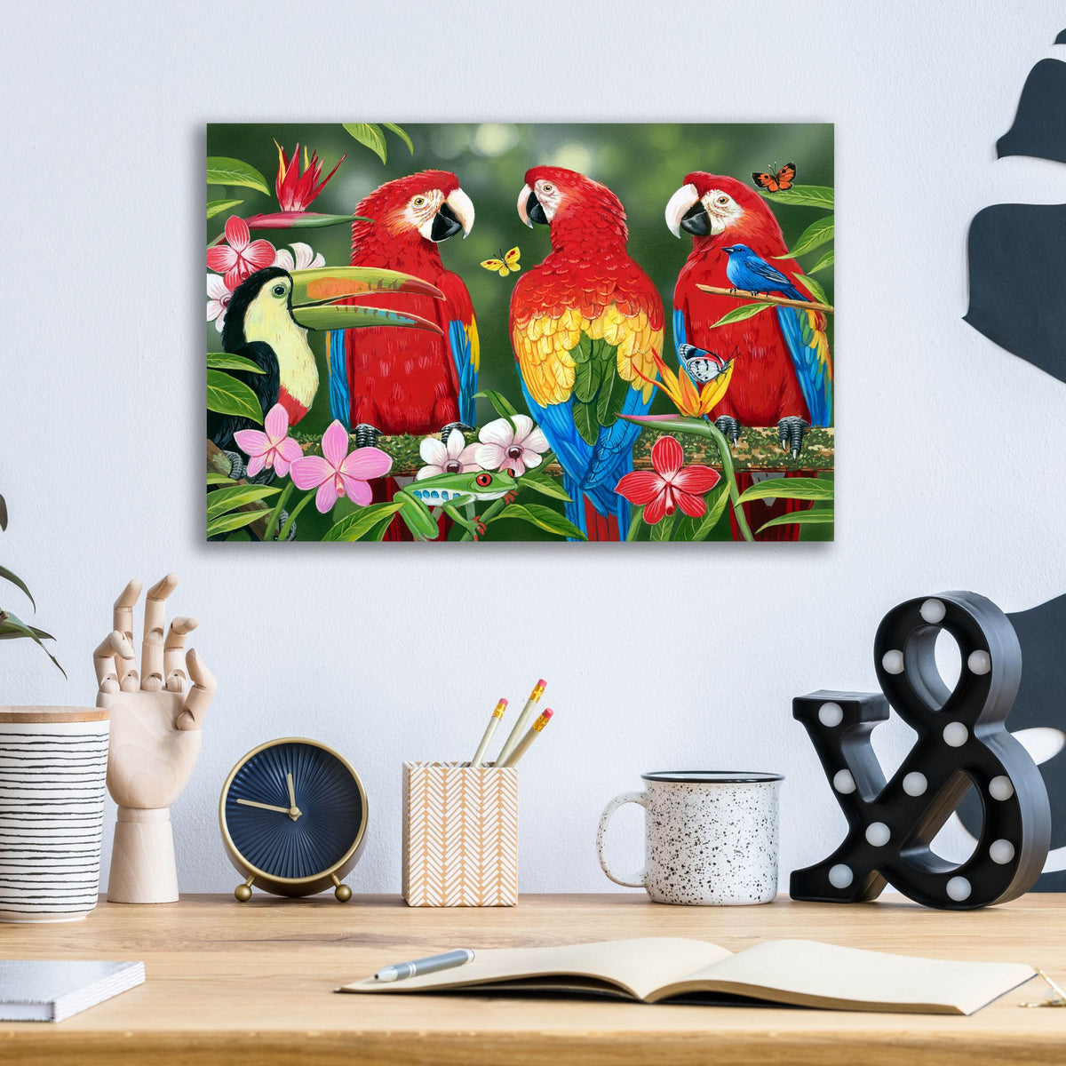 Epic Art 'Tropical Friends' by William Vanderdasson, Acrylic Glass Wall Art,16x12
