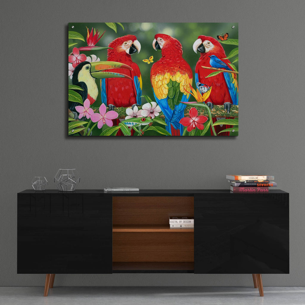 Epic Art 'Tropical Friends' by William Vanderdasson, Acrylic Glass Wall Art,36x24