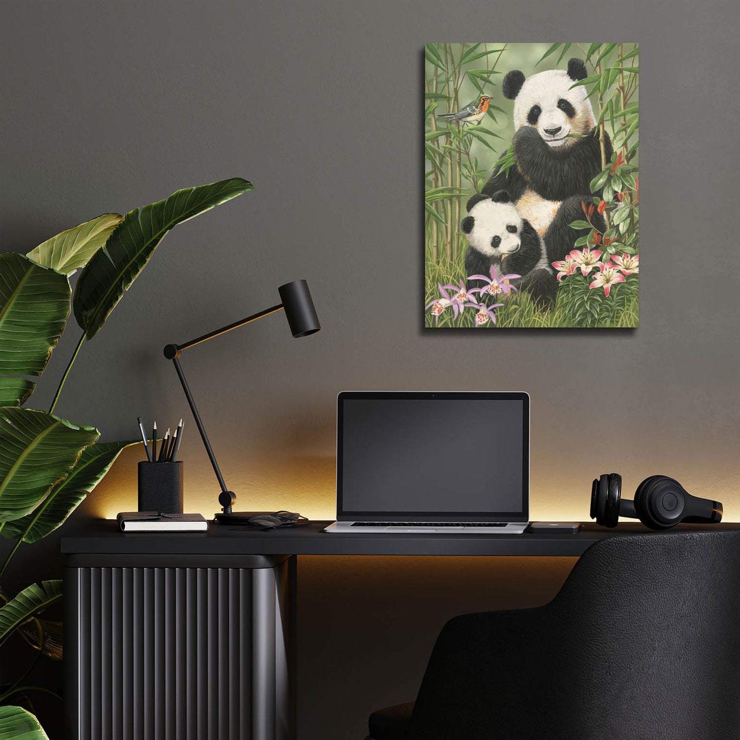 Epic Art 'Panda Paradise' by William Vanderdasson, Acrylic Glass Wall Art,12x16