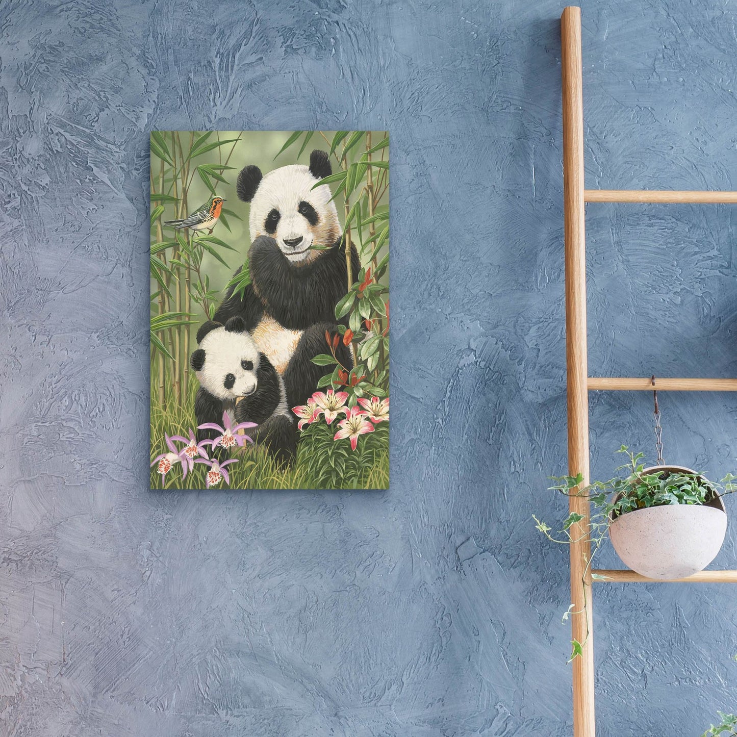 Epic Art 'Panda Paradise' by William Vanderdasson, Acrylic Glass Wall Art,16x24