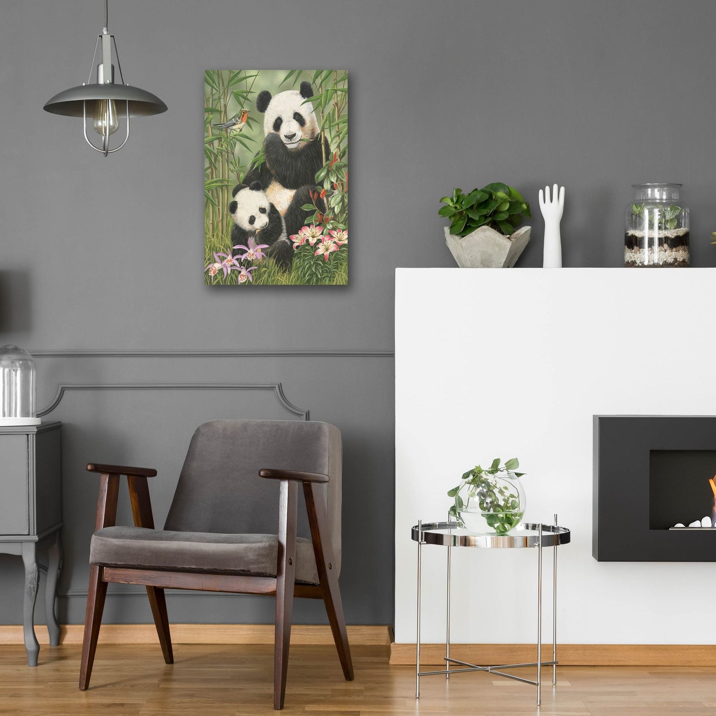 Epic Art 'Panda Paradise' by William Vanderdasson, Acrylic Glass Wall Art,16x24