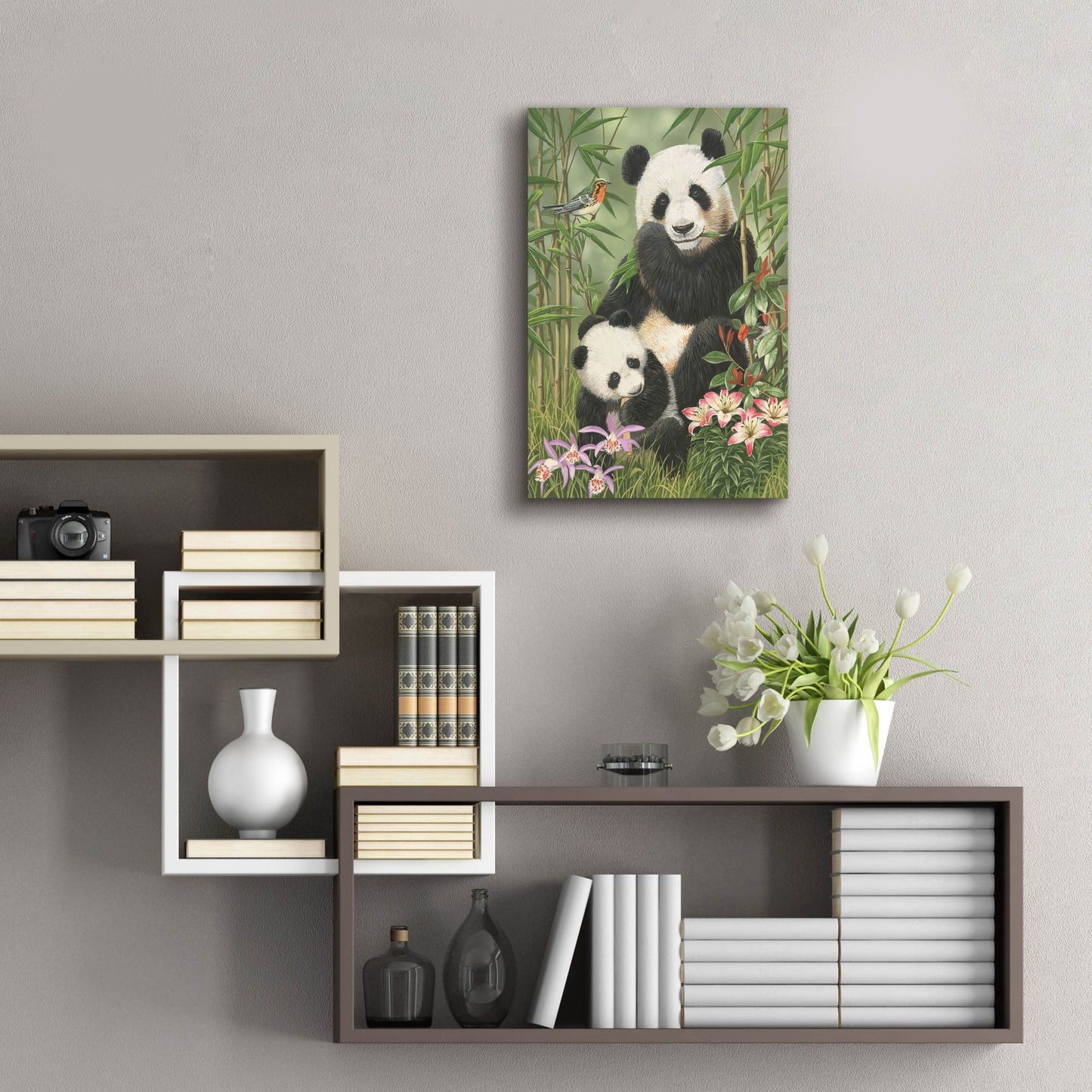 Epic Art 'Panda Paradise' by William Vanderdasson, Acrylic Glass Wall Art,16x24