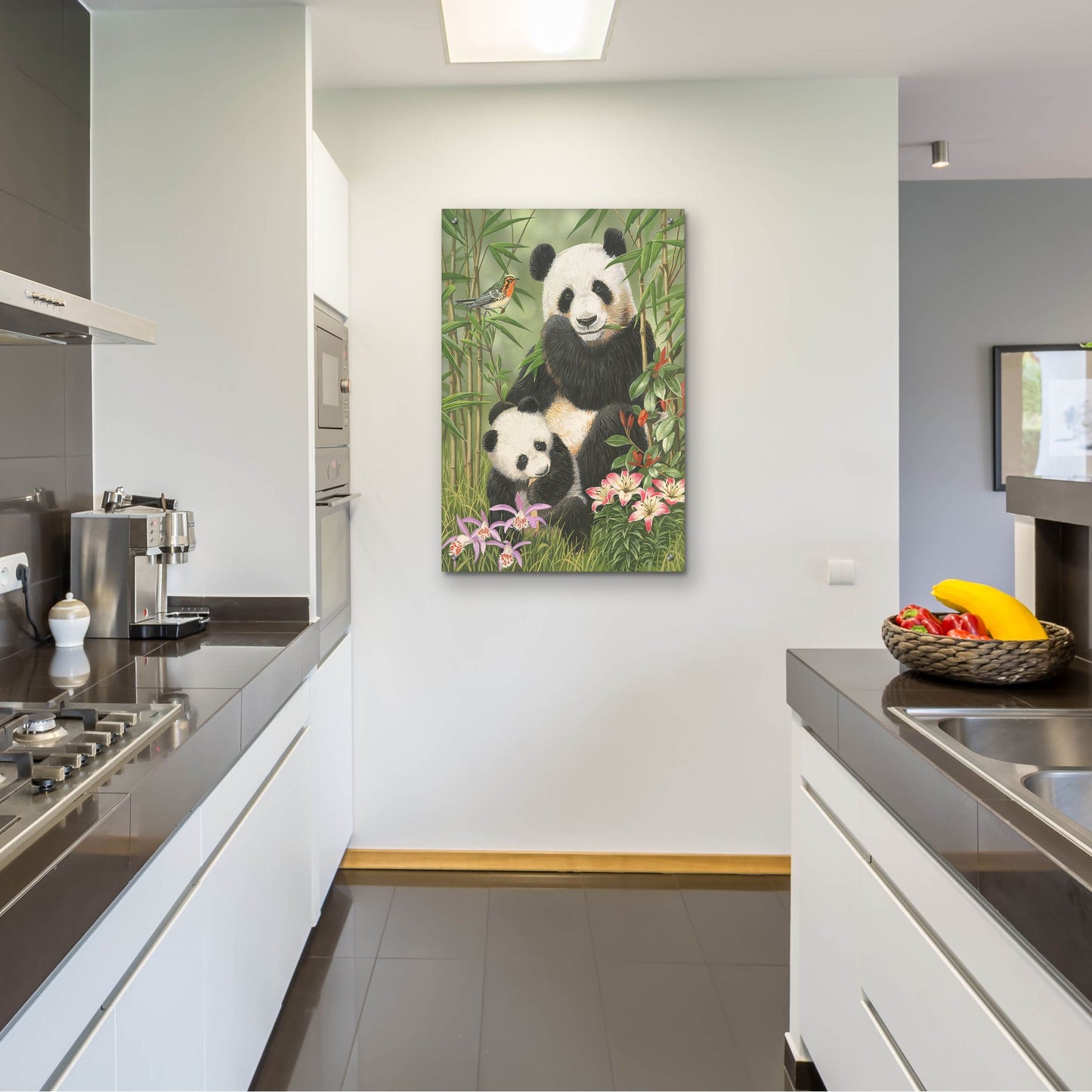 Epic Art 'Panda Paradise' by William Vanderdasson, Acrylic Glass Wall Art,24x36