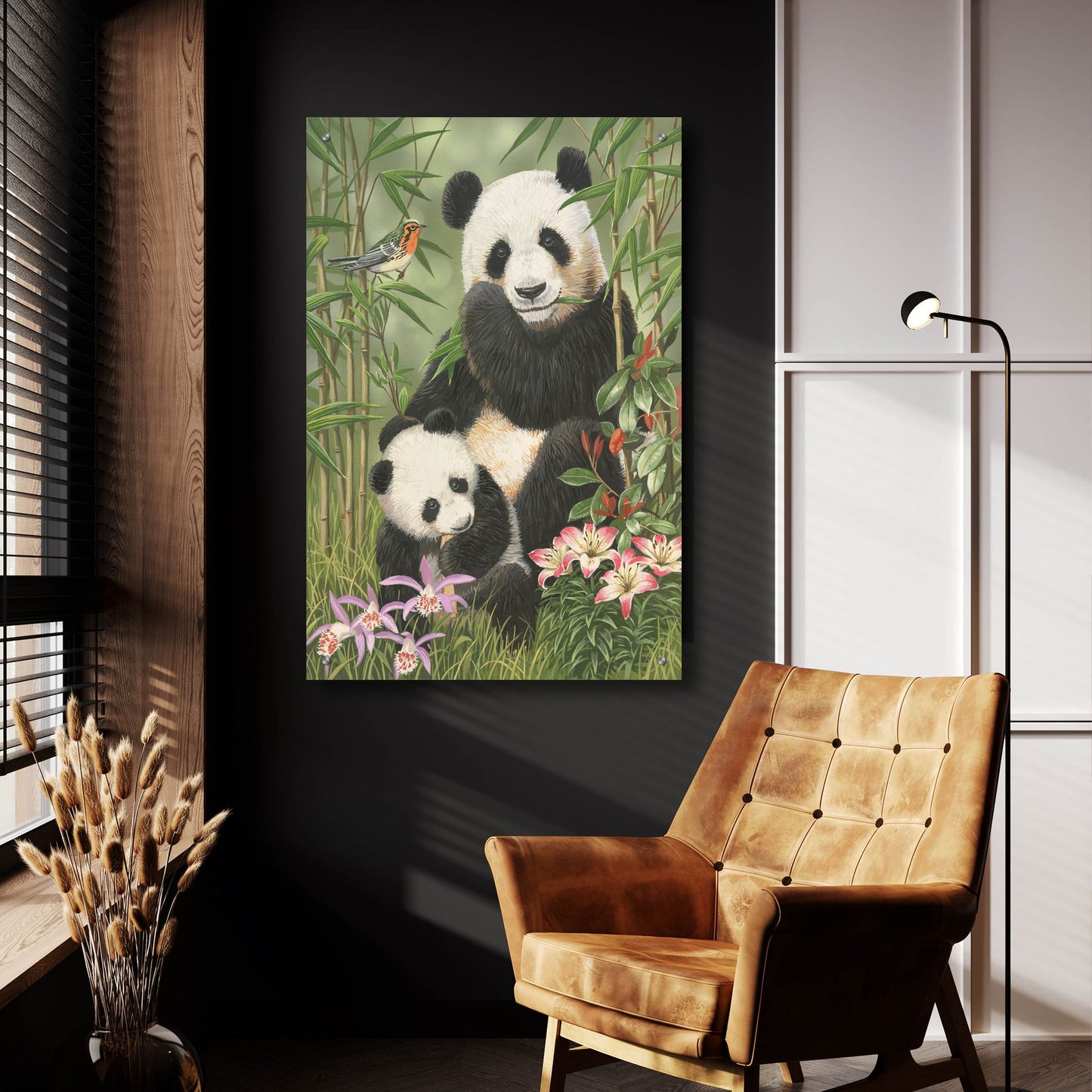 Epic Art 'Panda Paradise' by William Vanderdasson, Acrylic Glass Wall Art,24x36