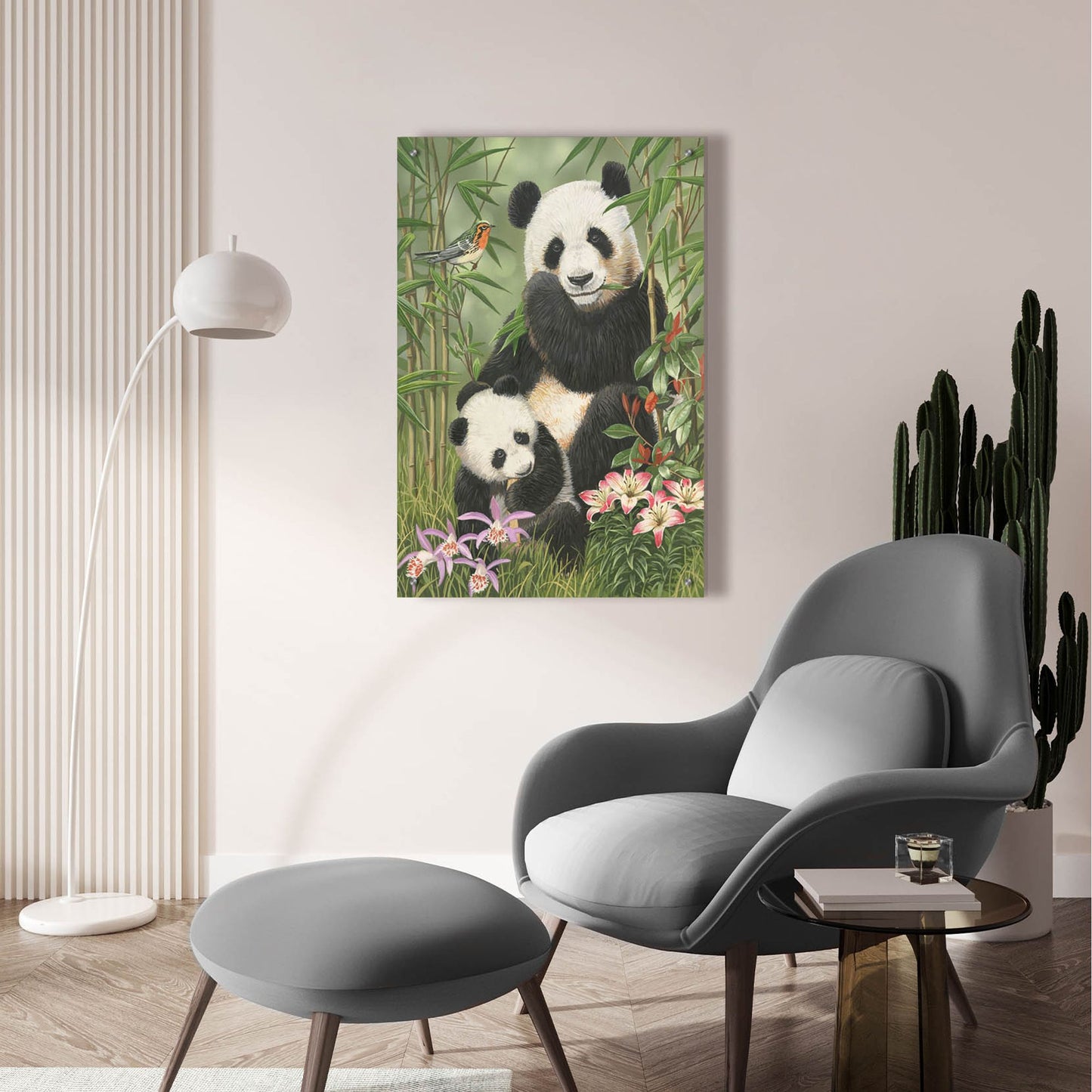 Epic Art 'Panda Paradise' by William Vanderdasson, Acrylic Glass Wall Art,24x36