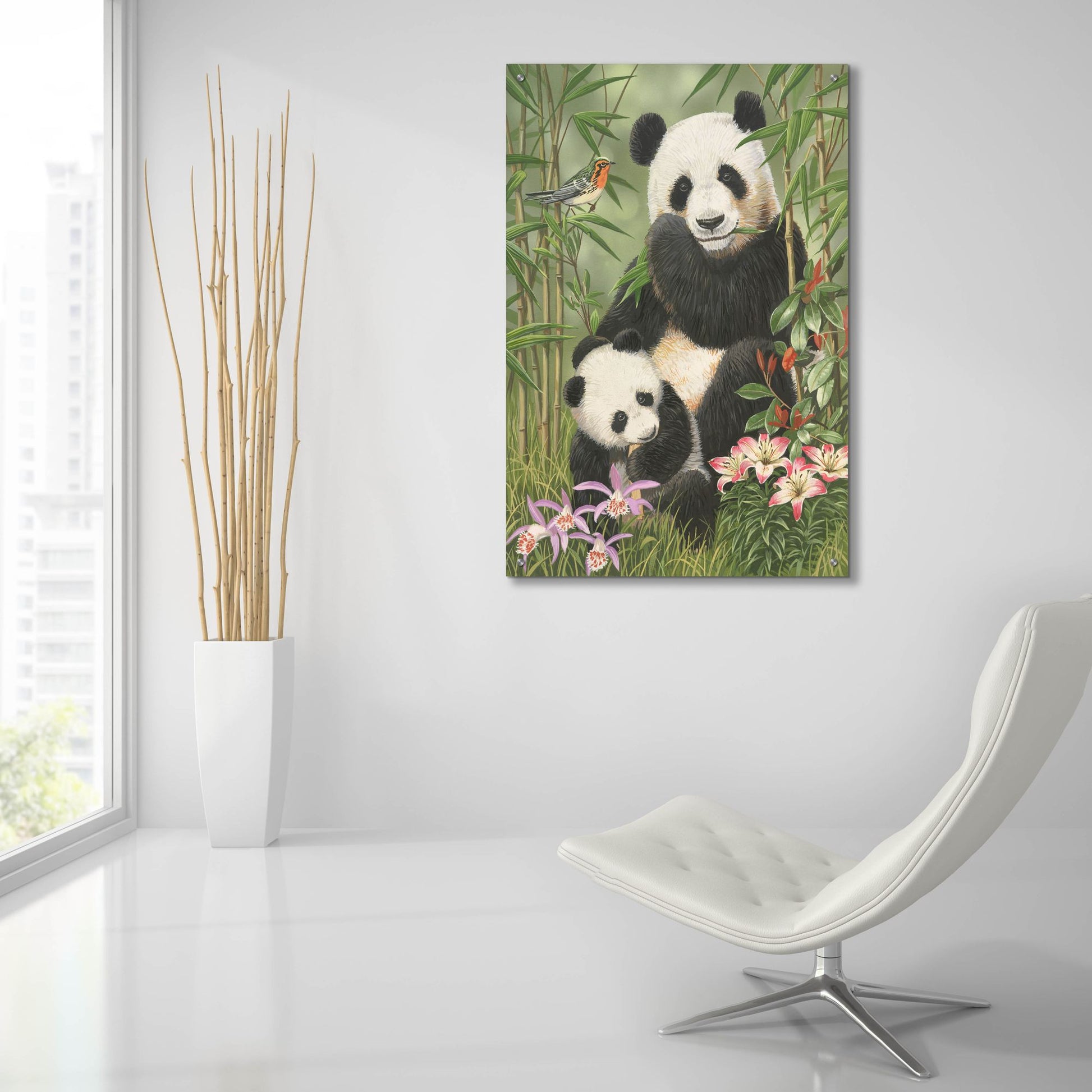 Epic Art 'Panda Paradise' by William Vanderdasson, Acrylic Glass Wall Art,24x36