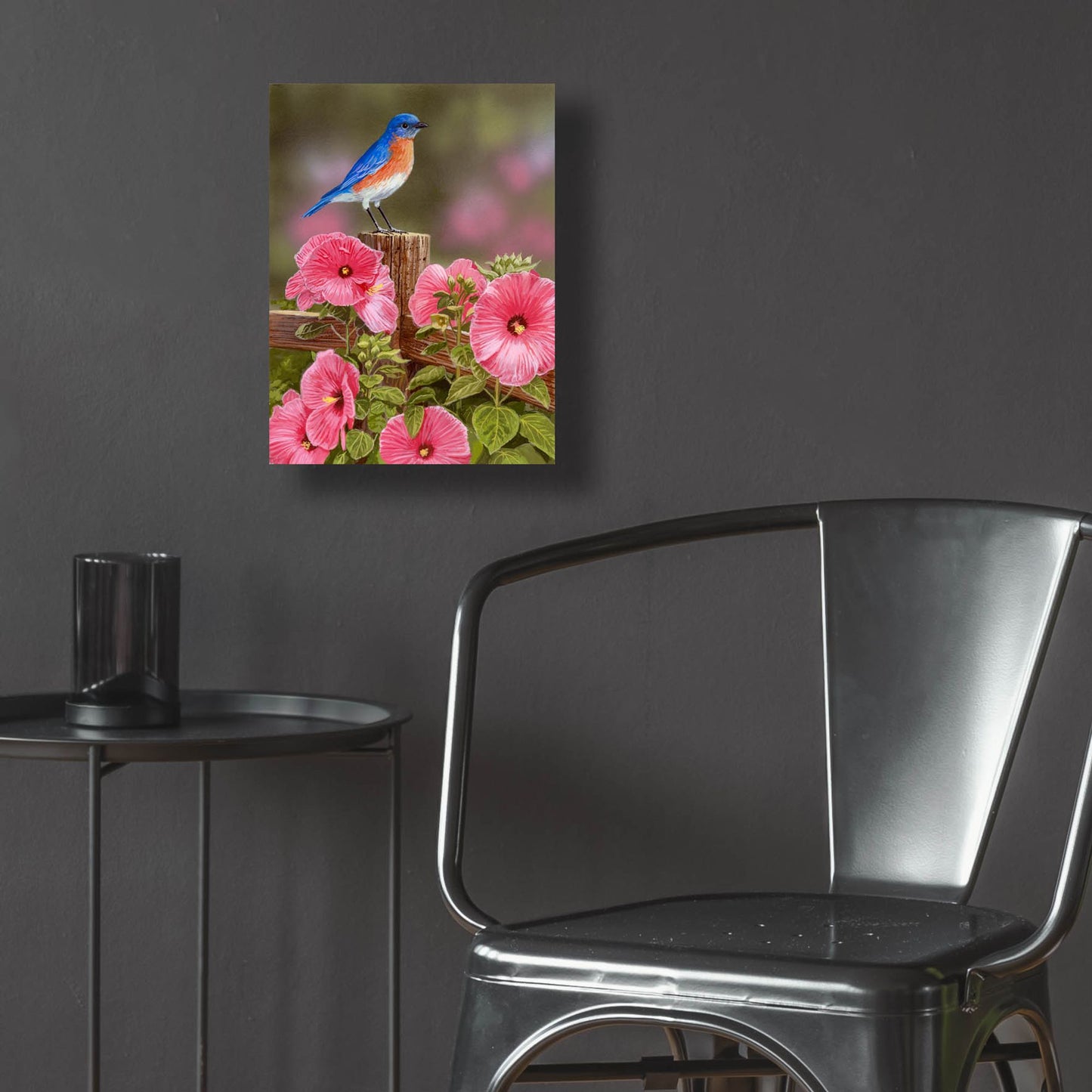 Epic Art 'Bluebird With Hibiscus' by William Vanderdasson, Acrylic Glass Wall Art,12x16