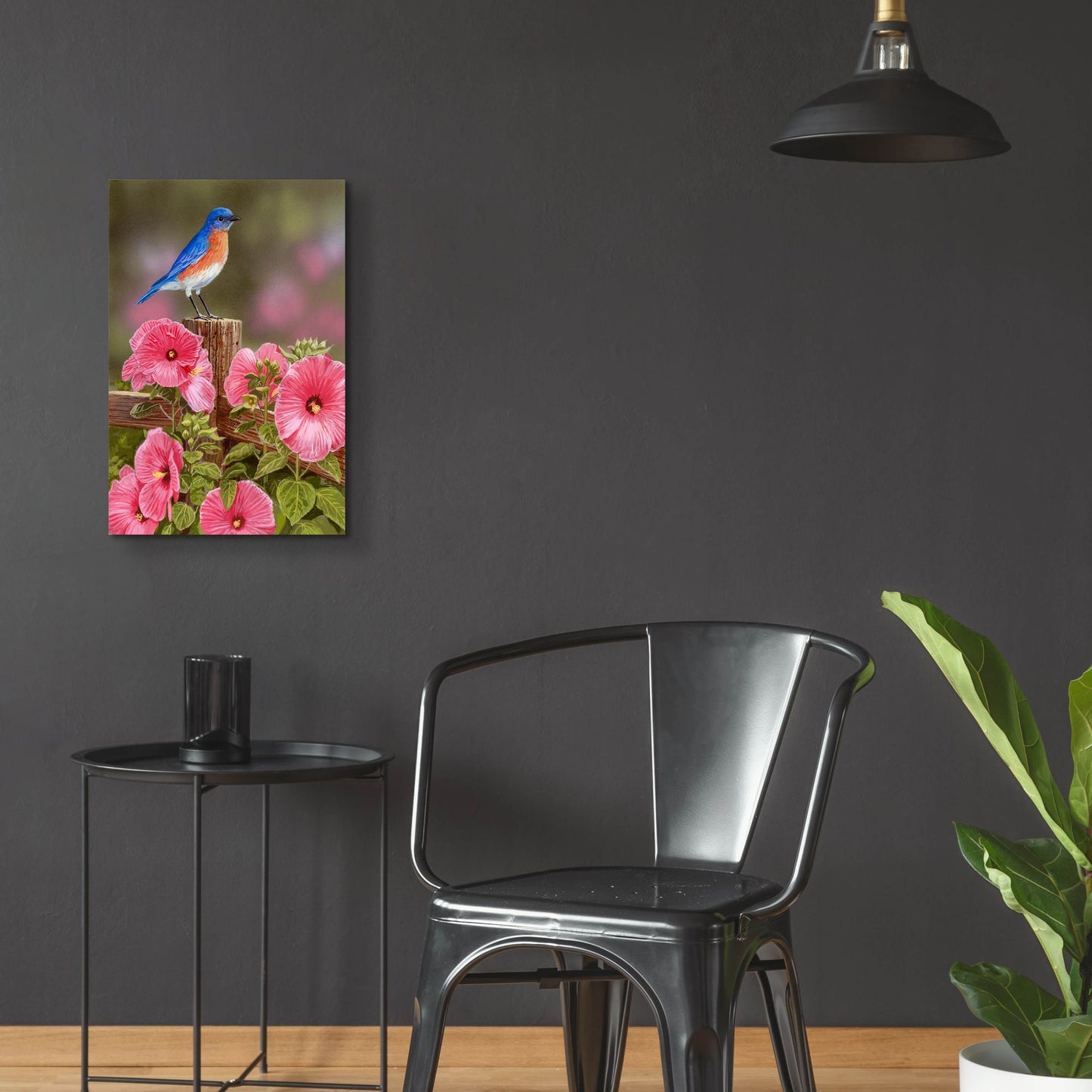 Epic Art 'Bluebird With Hibiscus' by William Vanderdasson, Acrylic Glass Wall Art,16x24