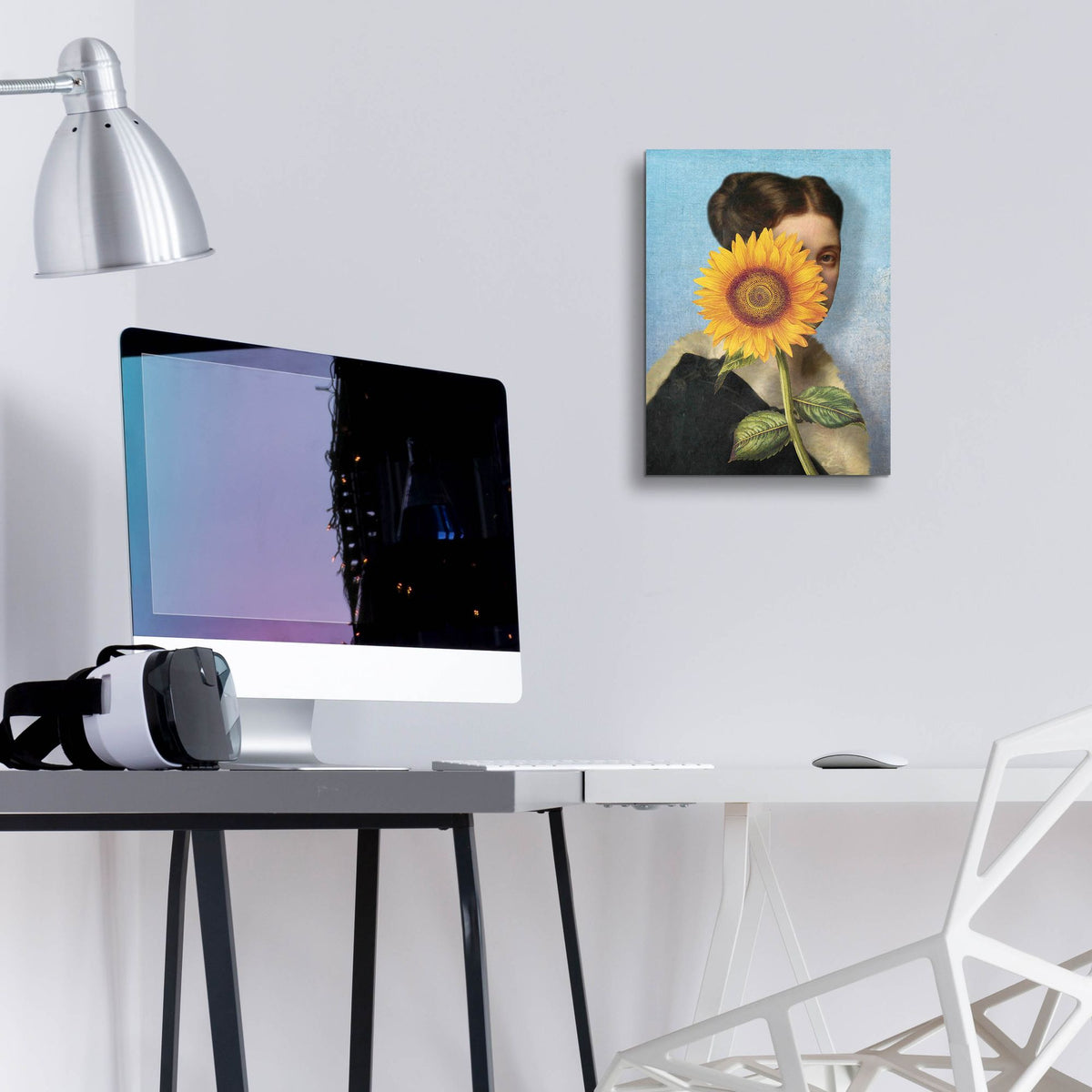 Epic Art 'Girl with Sunflower' by Diogo Verissimo, Acrylic Glass Wall Art,12x16