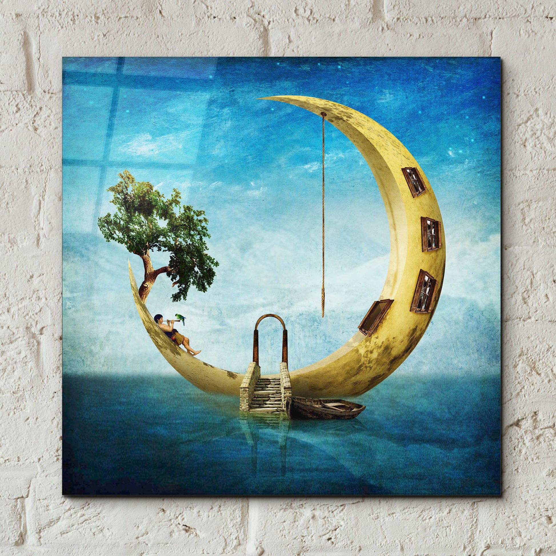 Epic Art 'Home Sweet Moon' by Diogo Verissimo, Acrylic Glass Wall Art,12x12