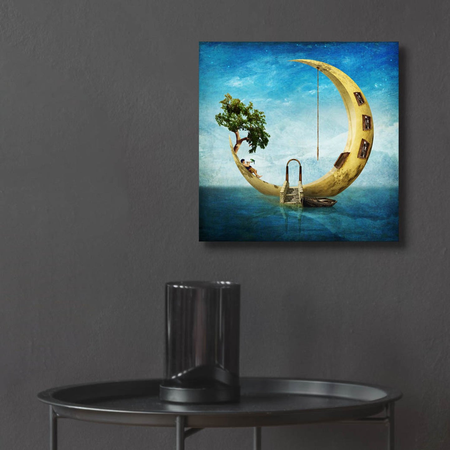 Epic Art 'Home Sweet Moon' by Diogo Verissimo, Acrylic Glass Wall Art,12x12