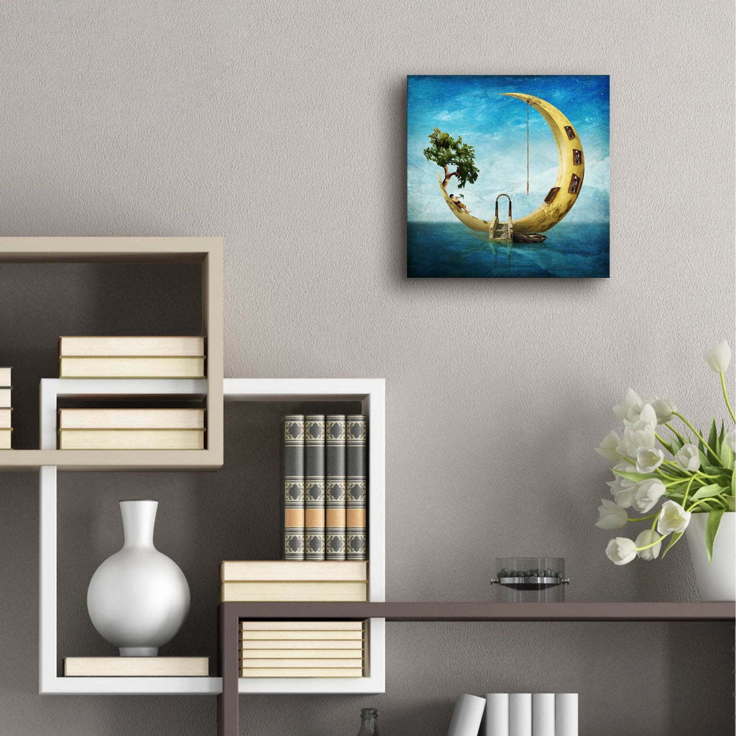 Epic Art 'Home Sweet Moon' by Diogo Verissimo, Acrylic Glass Wall Art,12x12