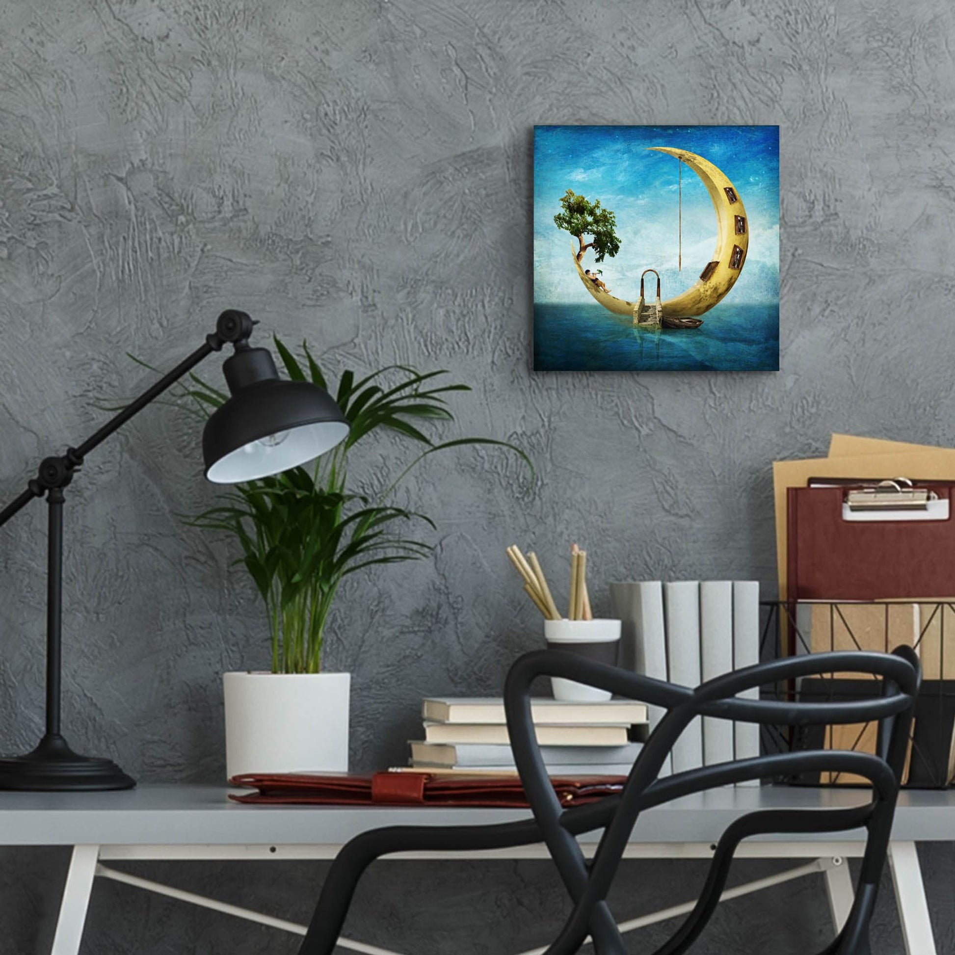 Epic Art 'Home Sweet Moon' by Diogo Verissimo, Acrylic Glass Wall Art,12x12