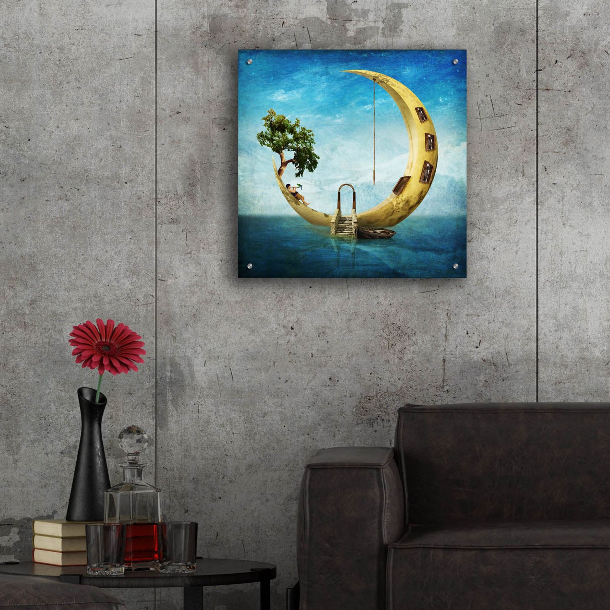 Epic Art 'Home Sweet Moon' by Diogo Verissimo, Acrylic Glass Wall Art,24x24