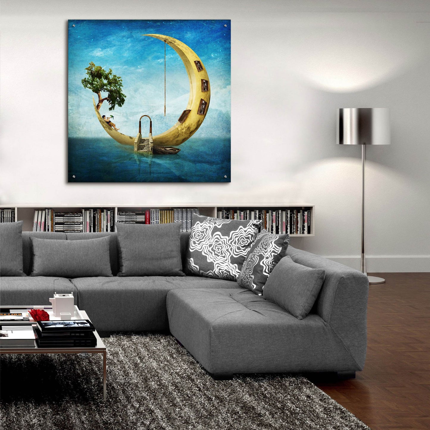 Epic Art 'Home Sweet Moon' by Diogo Verissimo, Acrylic Glass Wall Art,36x36