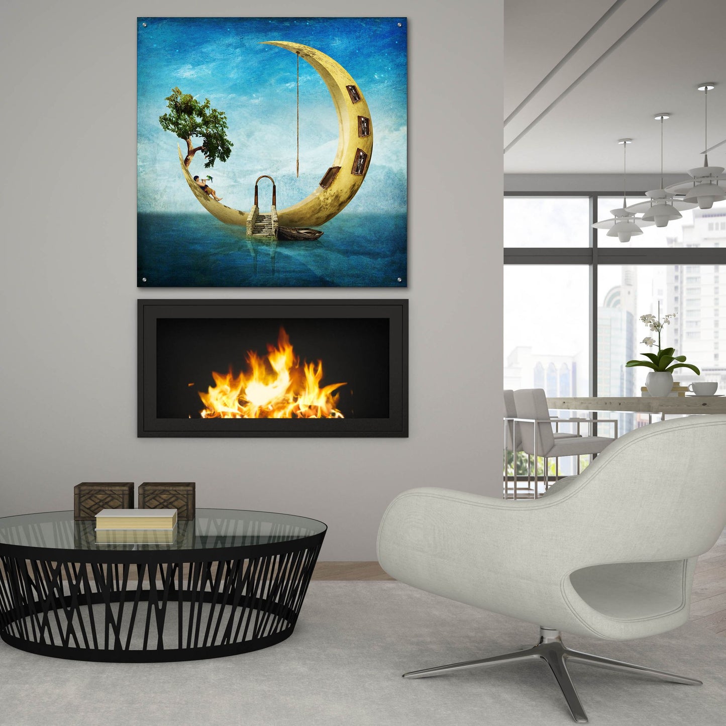 Epic Art 'Home Sweet Moon' by Diogo Verissimo, Acrylic Glass Wall Art,36x36