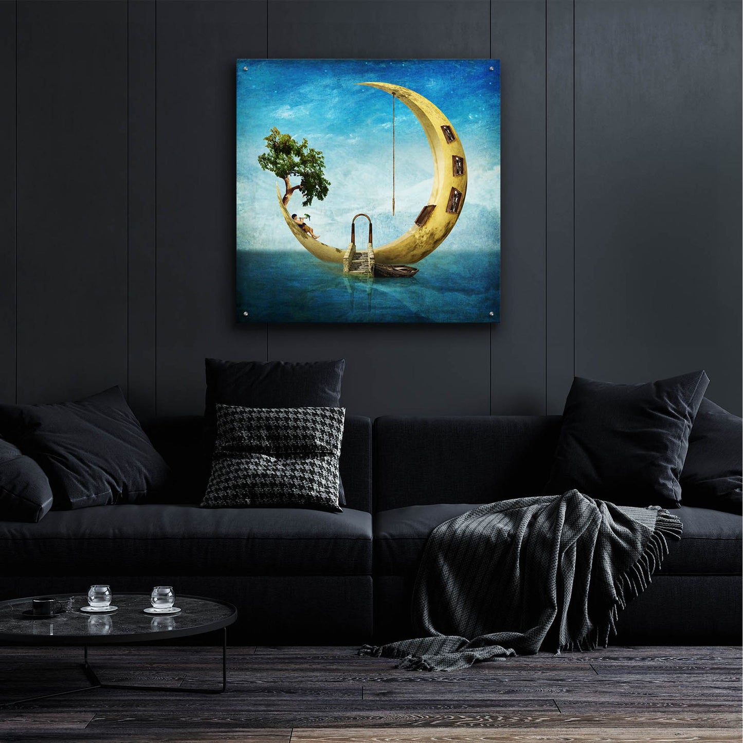 Epic Art 'Home Sweet Moon' by Diogo Verissimo, Acrylic Glass Wall Art,36x36