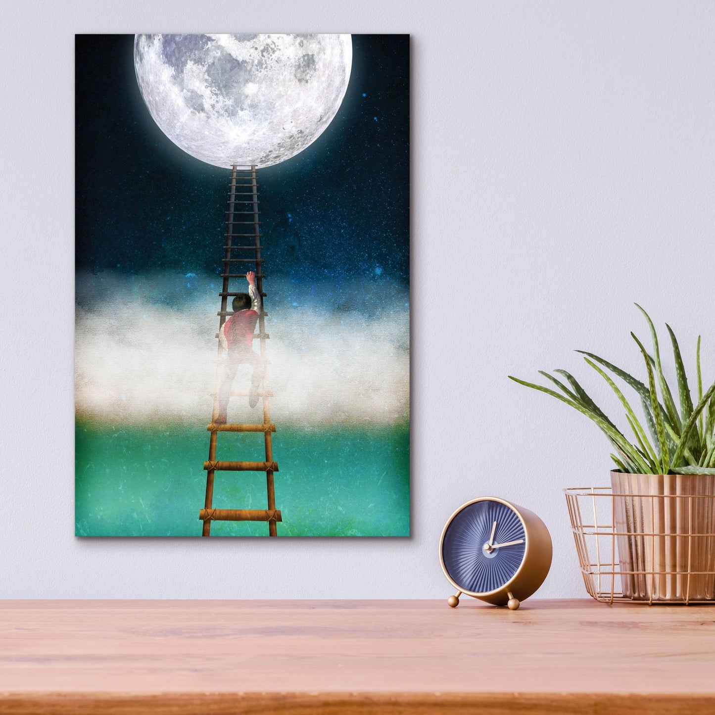 Epic Art 'Reach for the Moon' by Diogo Verissimo, Acrylic Glass Wall Art,12x16