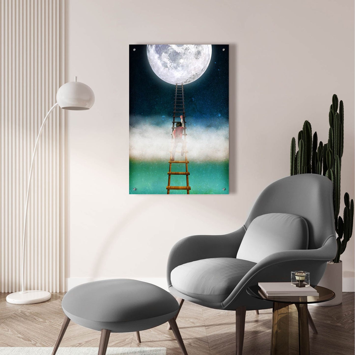 Epic Art 'Reach for the Moon' by Diogo Verissimo, Acrylic Glass Wall Art,24x36