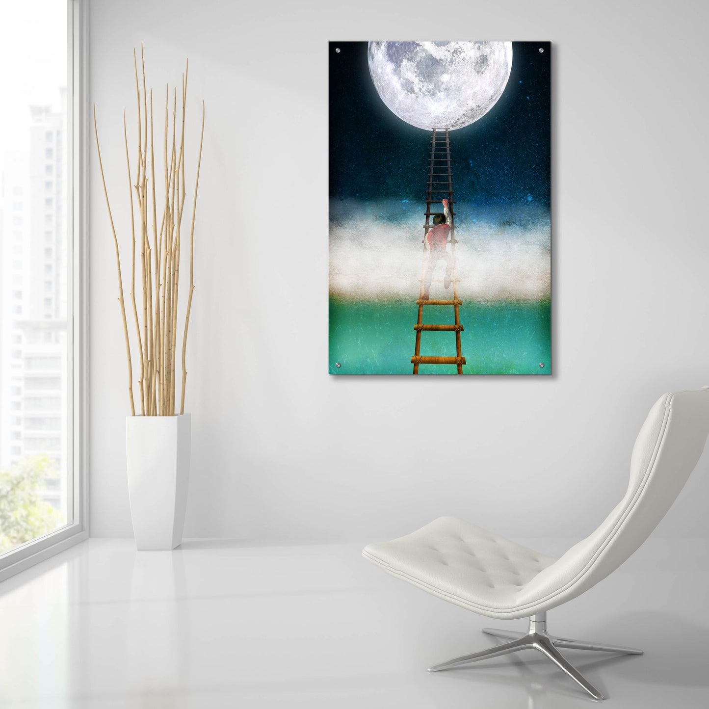 Epic Art 'Reach for the Moon' by Diogo Verissimo, Acrylic Glass Wall Art,24x36