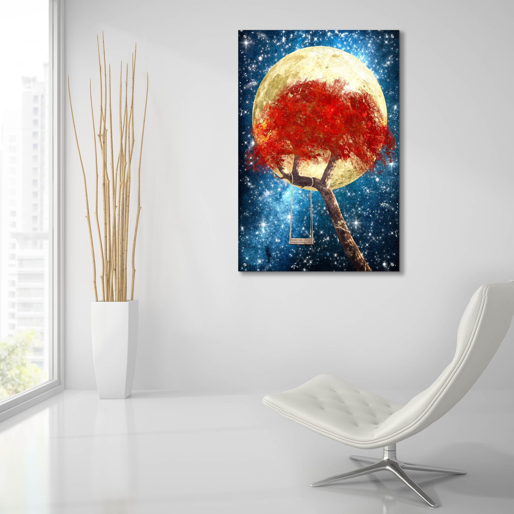 Epic Art 'Swing Under a Golden Moonlight' by Diogo Verissimo, Acrylic Glass Wall Art,24x36