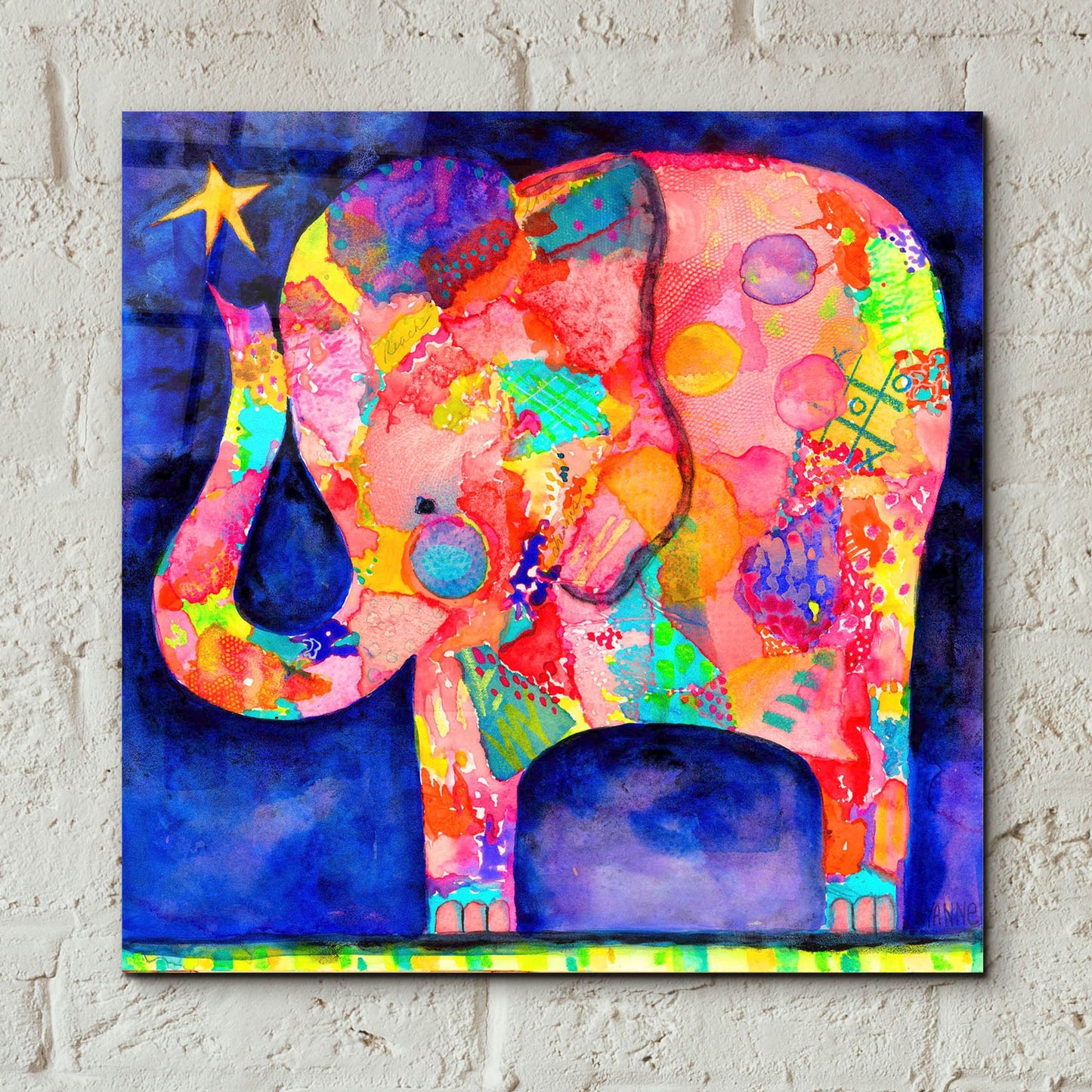 Epic Art 'All Within Reach Elephant' by Wyanne, Acrylic Glass Wall Art,12x12