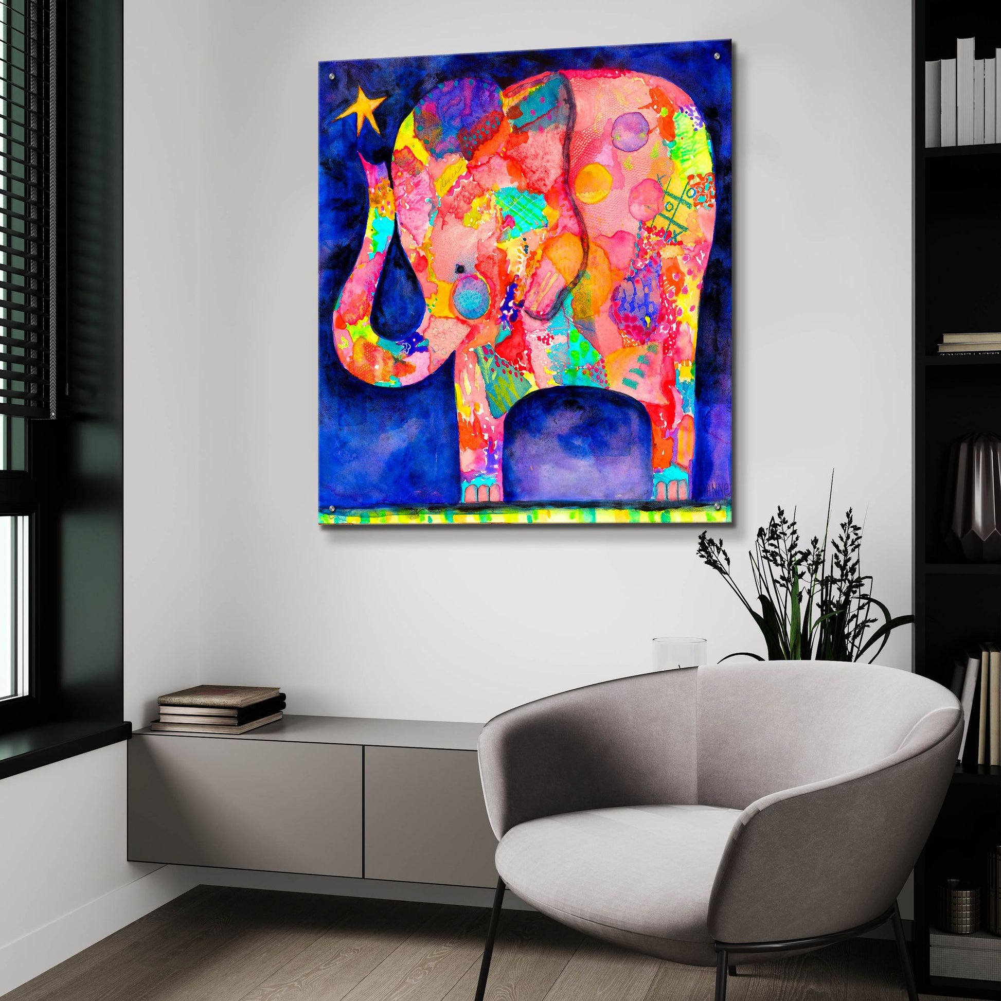 Epic Art 'All Within Reach Elephant' by Wyanne, Acrylic Glass Wall Art,36x36