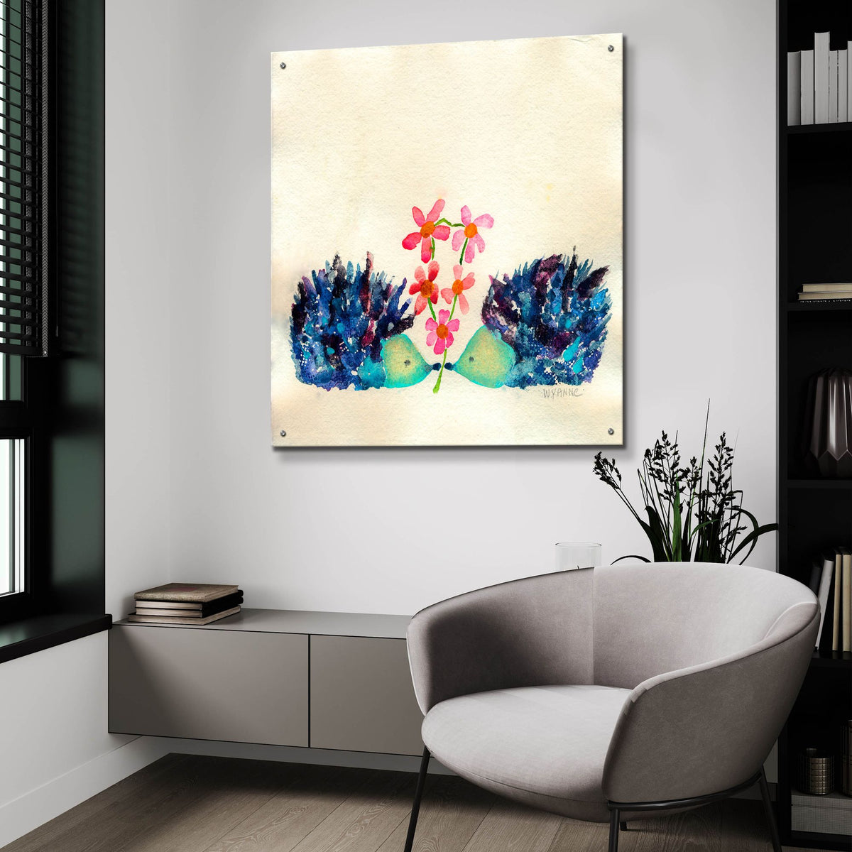 Epic Art 'Hedgehogs In Love' by Wyanne, Acrylic Glass Wall Art,36x36
