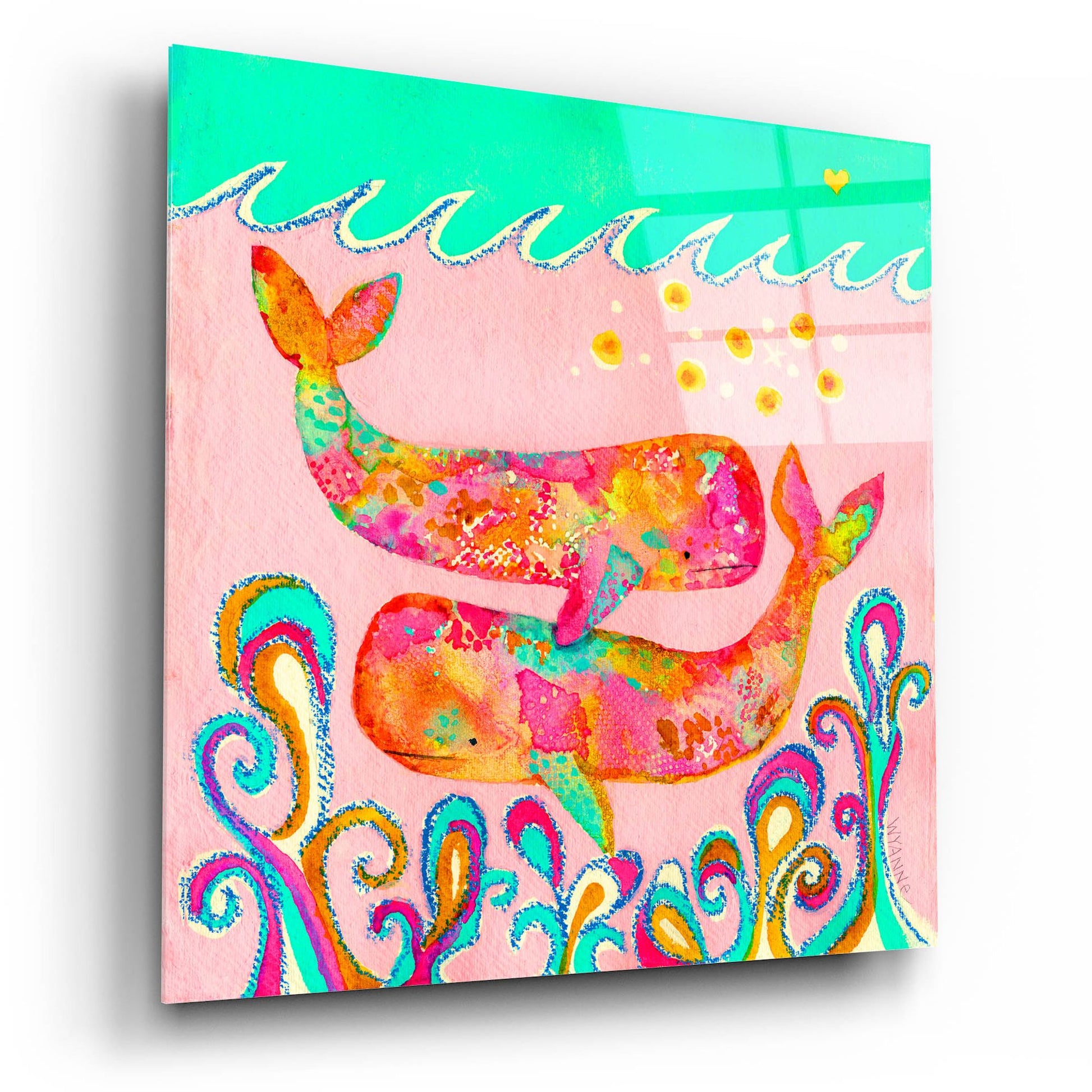 Epic Art 'Pink Whales' by Wyanne, Acrylic Glass Wall Art,12x12