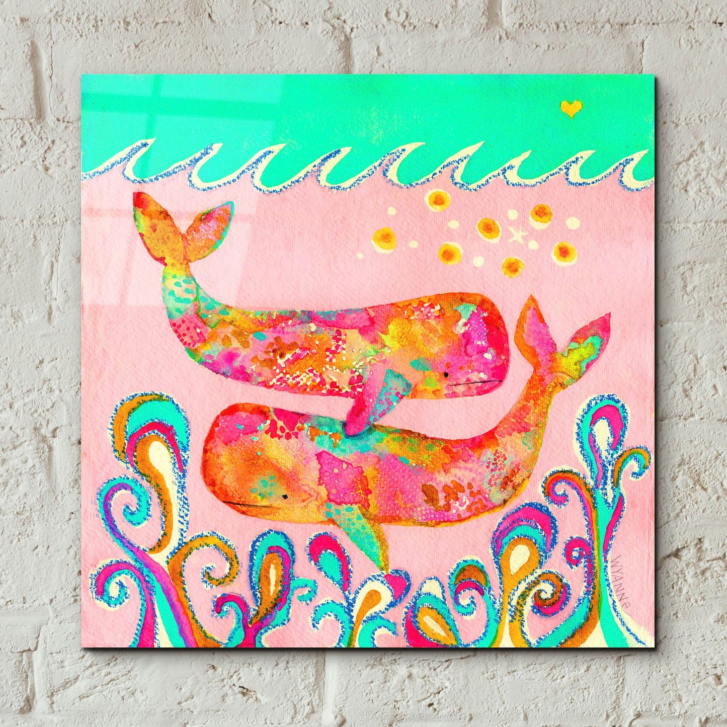 Epic Art 'Pink Whales' by Wyanne, Acrylic Glass Wall Art,12x12