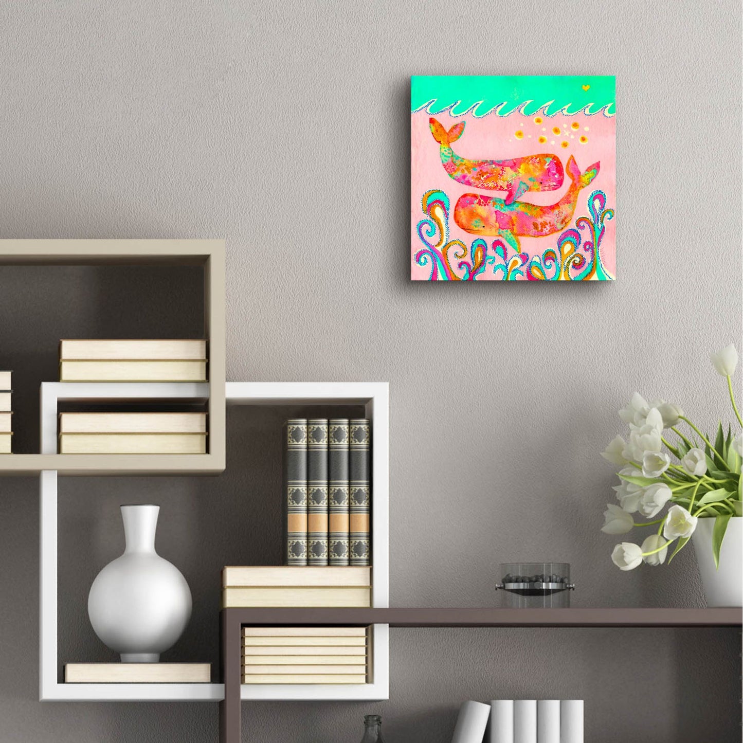 Epic Art 'Pink Whales' by Wyanne, Acrylic Glass Wall Art,12x12