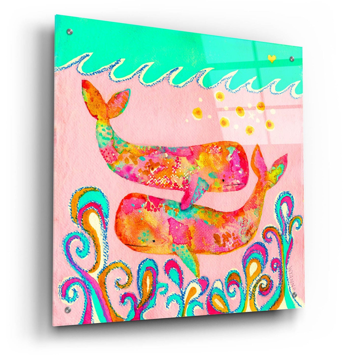 Epic Art 'Pink Whales' by Wyanne, Acrylic Glass Wall Art,24x24