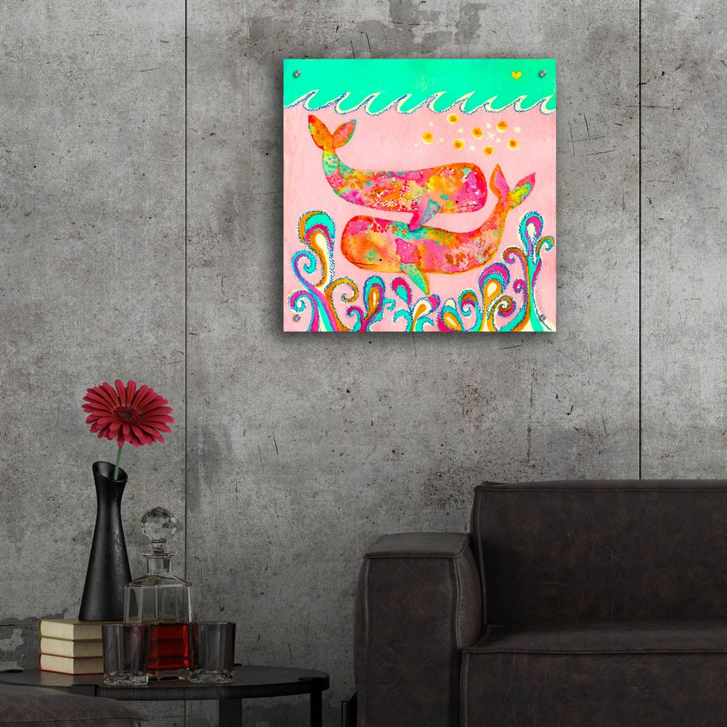 Epic Art 'Pink Whales' by Wyanne, Acrylic Glass Wall Art,24x24