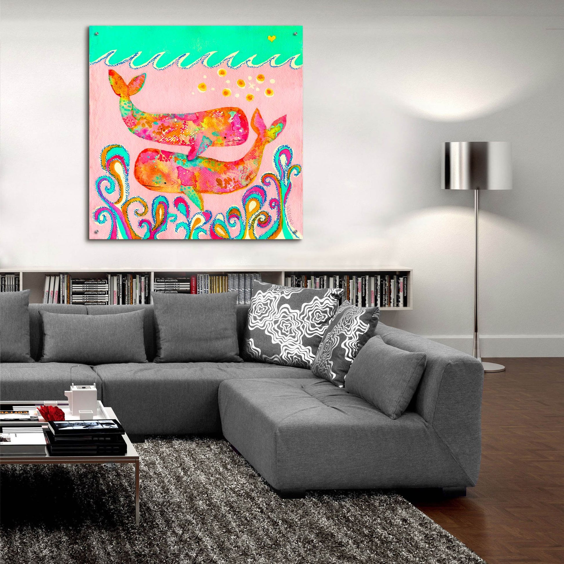 Epic Art 'Pink Whales' by Wyanne, Acrylic Glass Wall Art,36x36