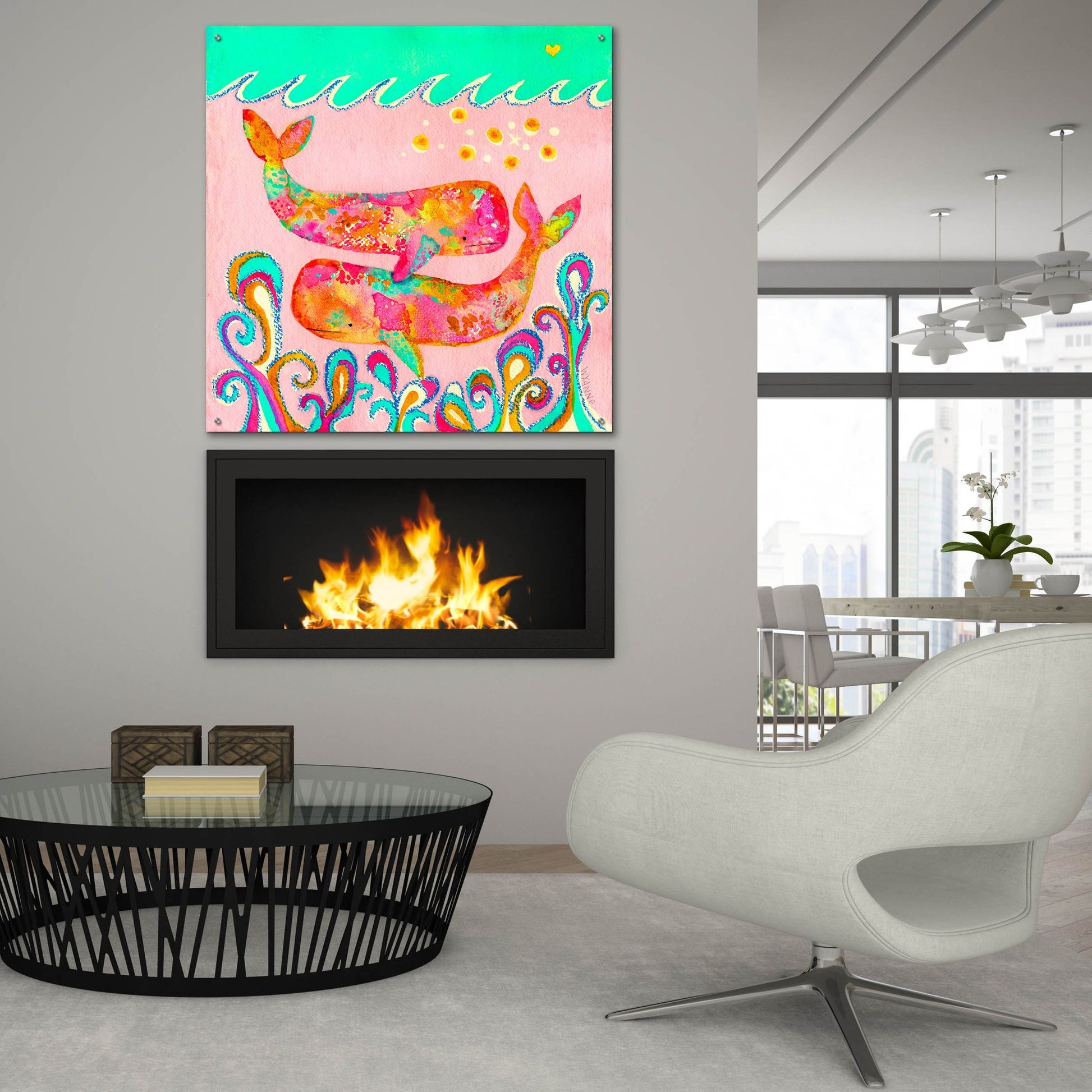 Epic Art 'Pink Whales' by Wyanne, Acrylic Glass Wall Art,36x36